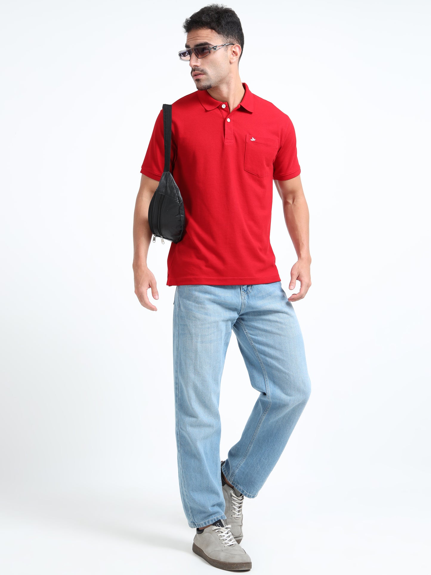 Men's Cotton Red Polo T-shirt