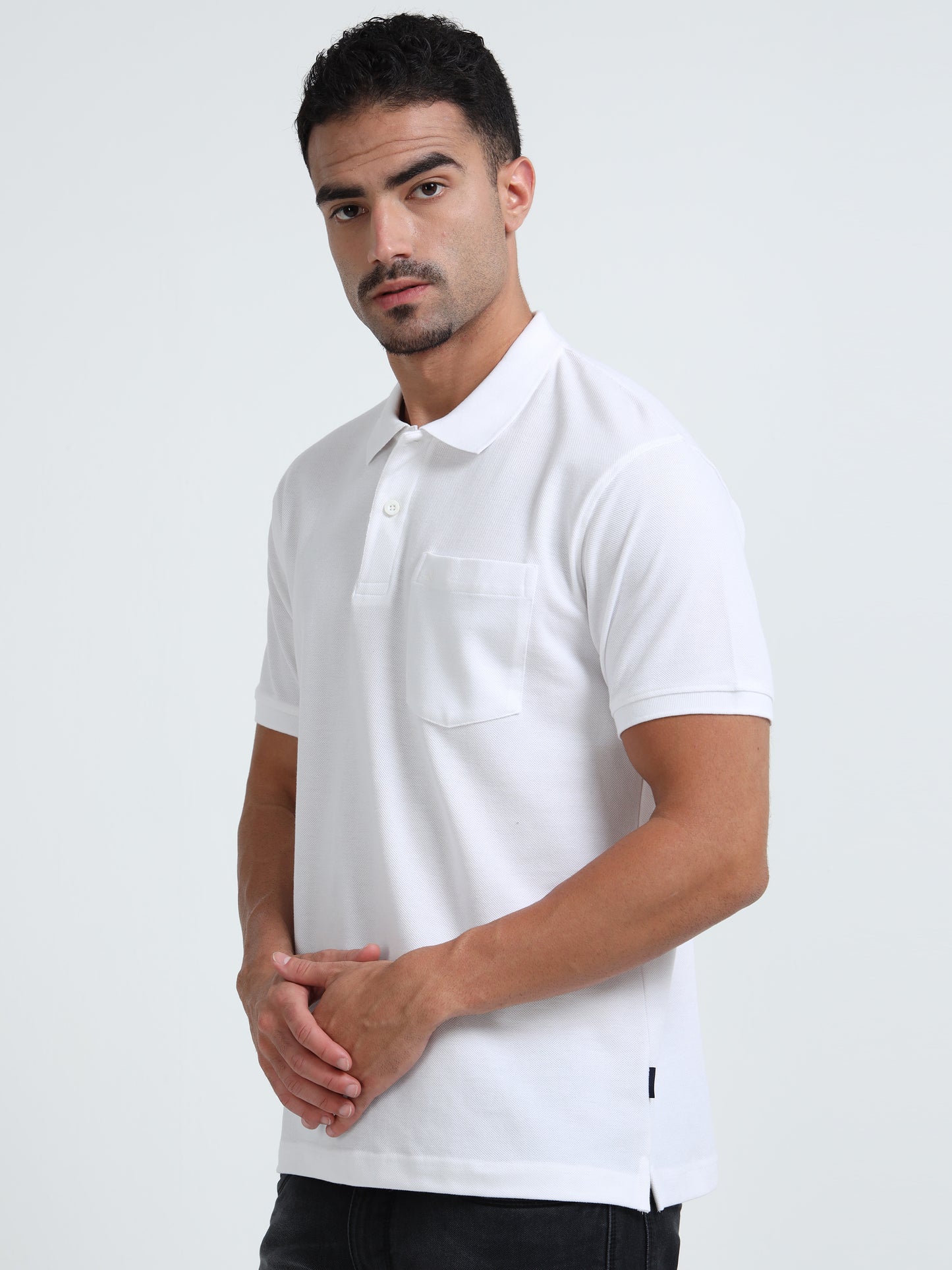 Men's Cotton White Polo T-shirt