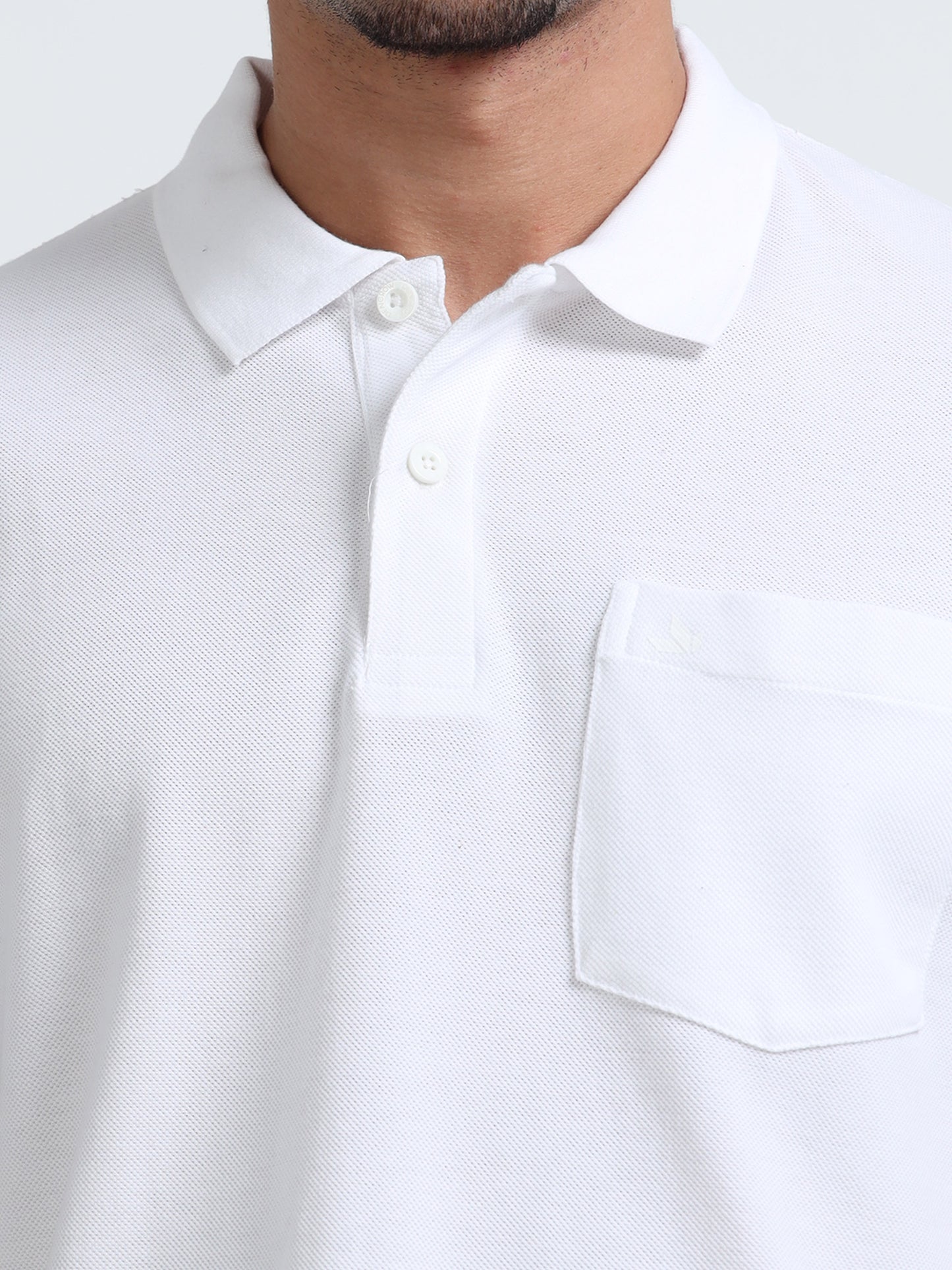 Men's Cotton White Polo T-shirt
