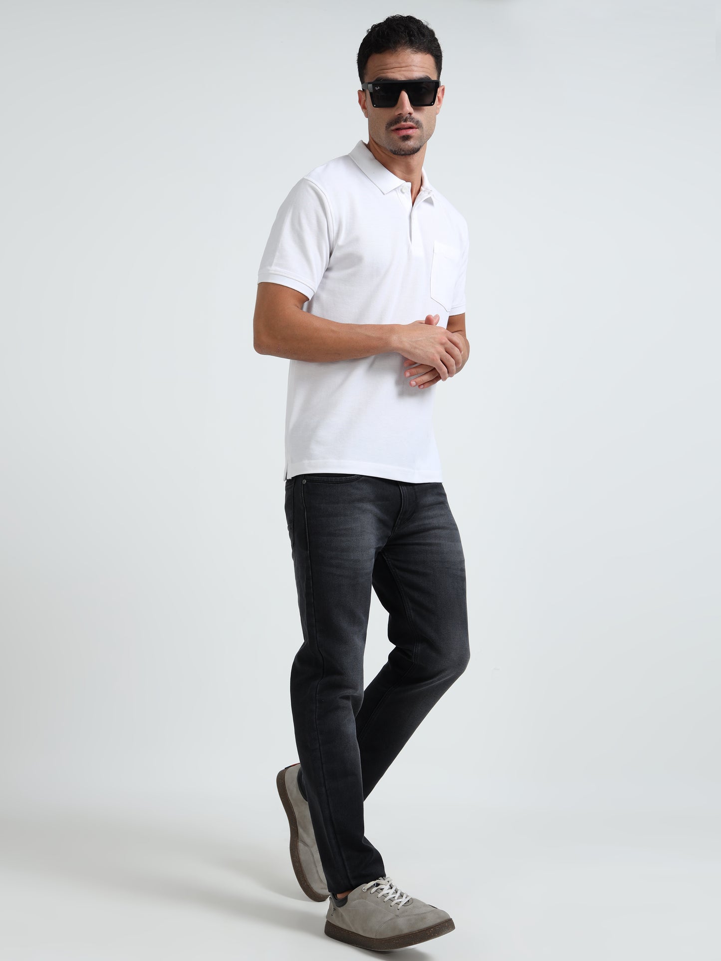 Men's Cotton White Polo T-shirt