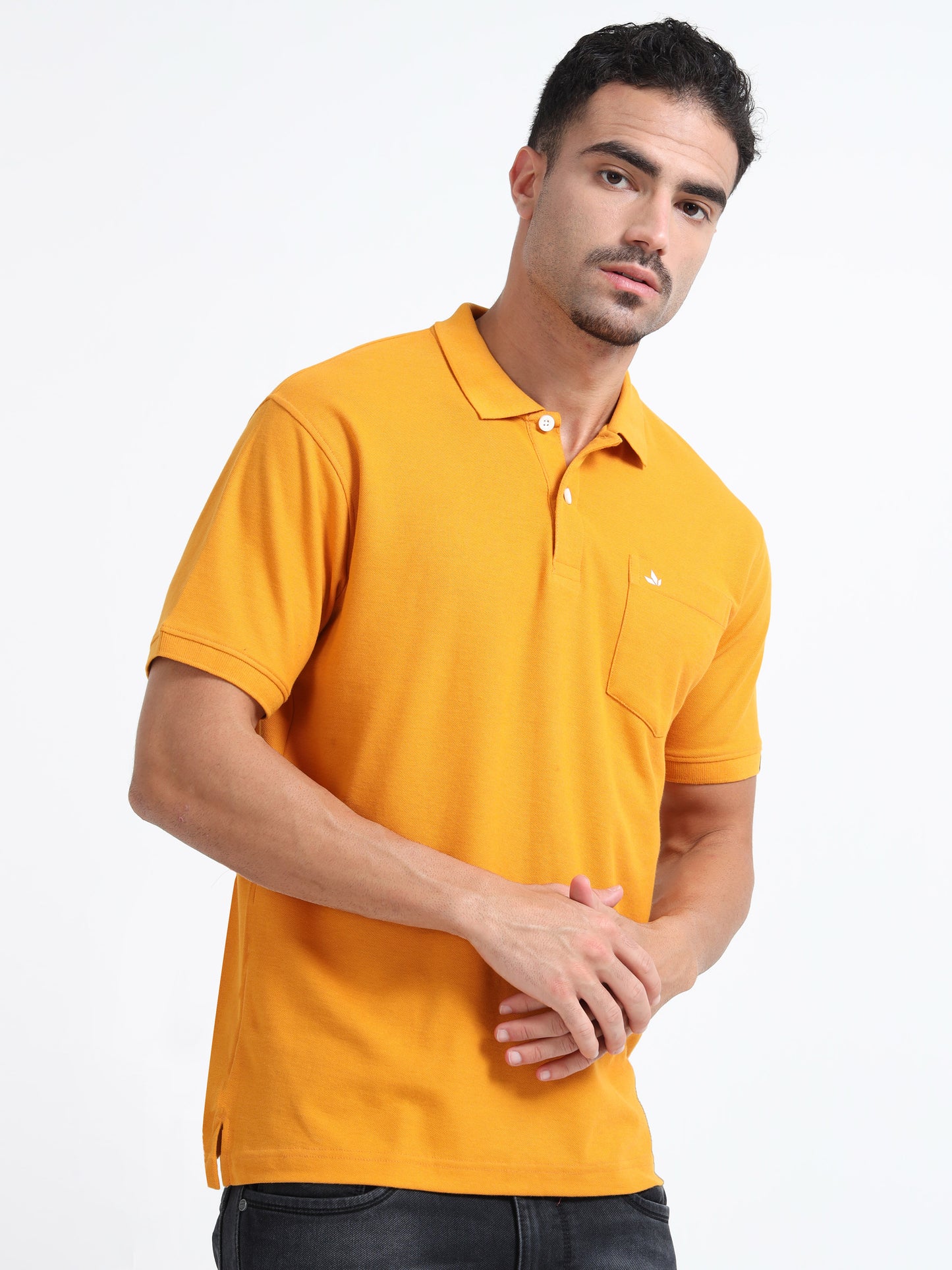 Men's Cotton Mustard Polo T-shirt
