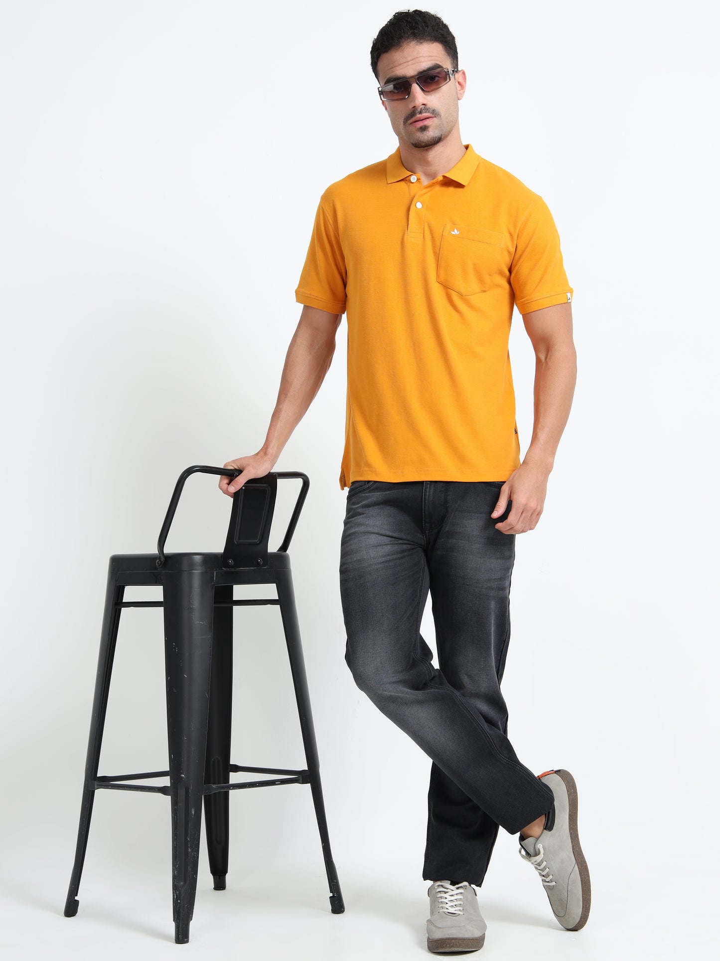 Men's Cotton Mustard Polo T-shirt