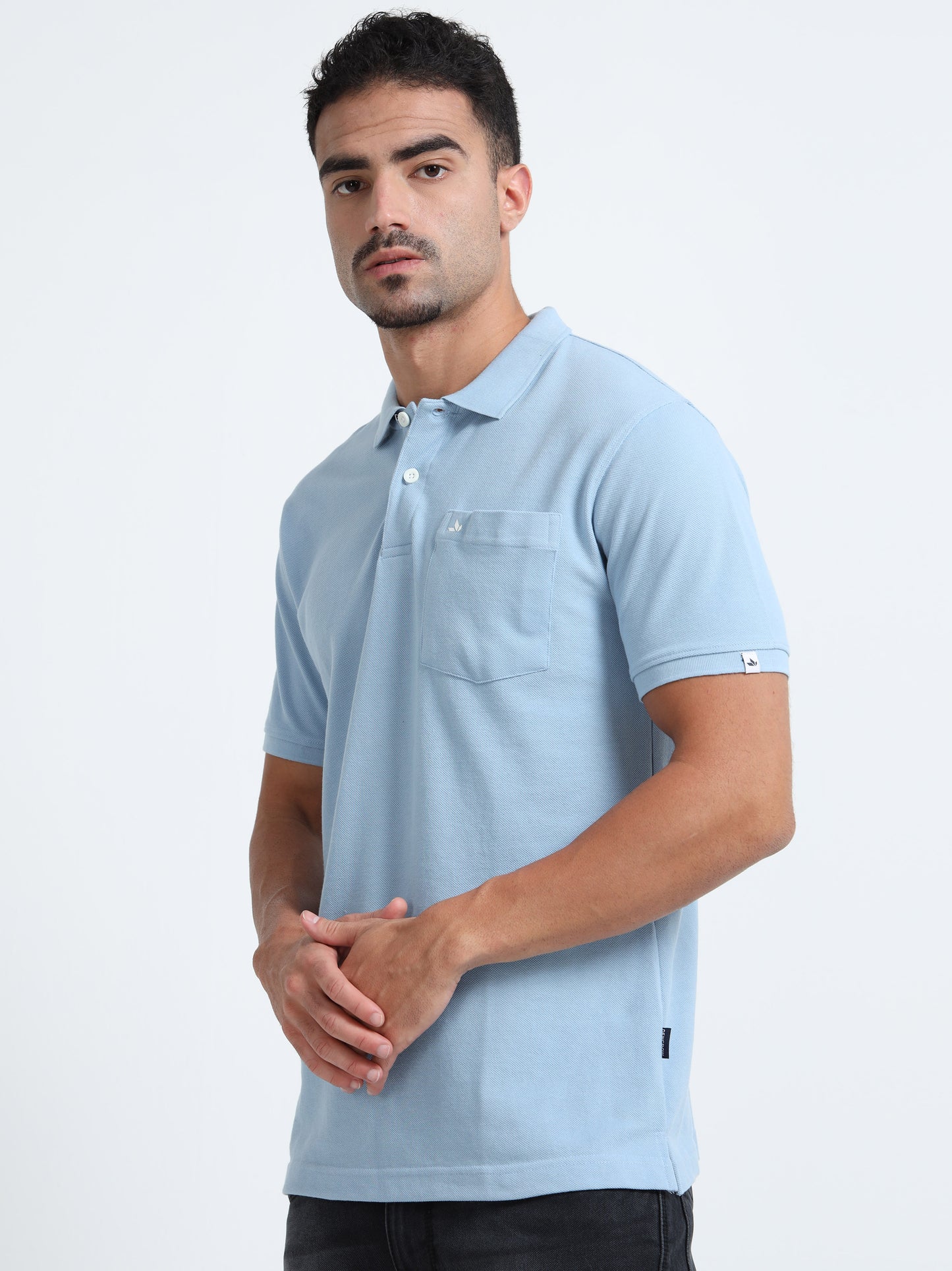 Men's Cotton Sky Blue Polo T-shirt