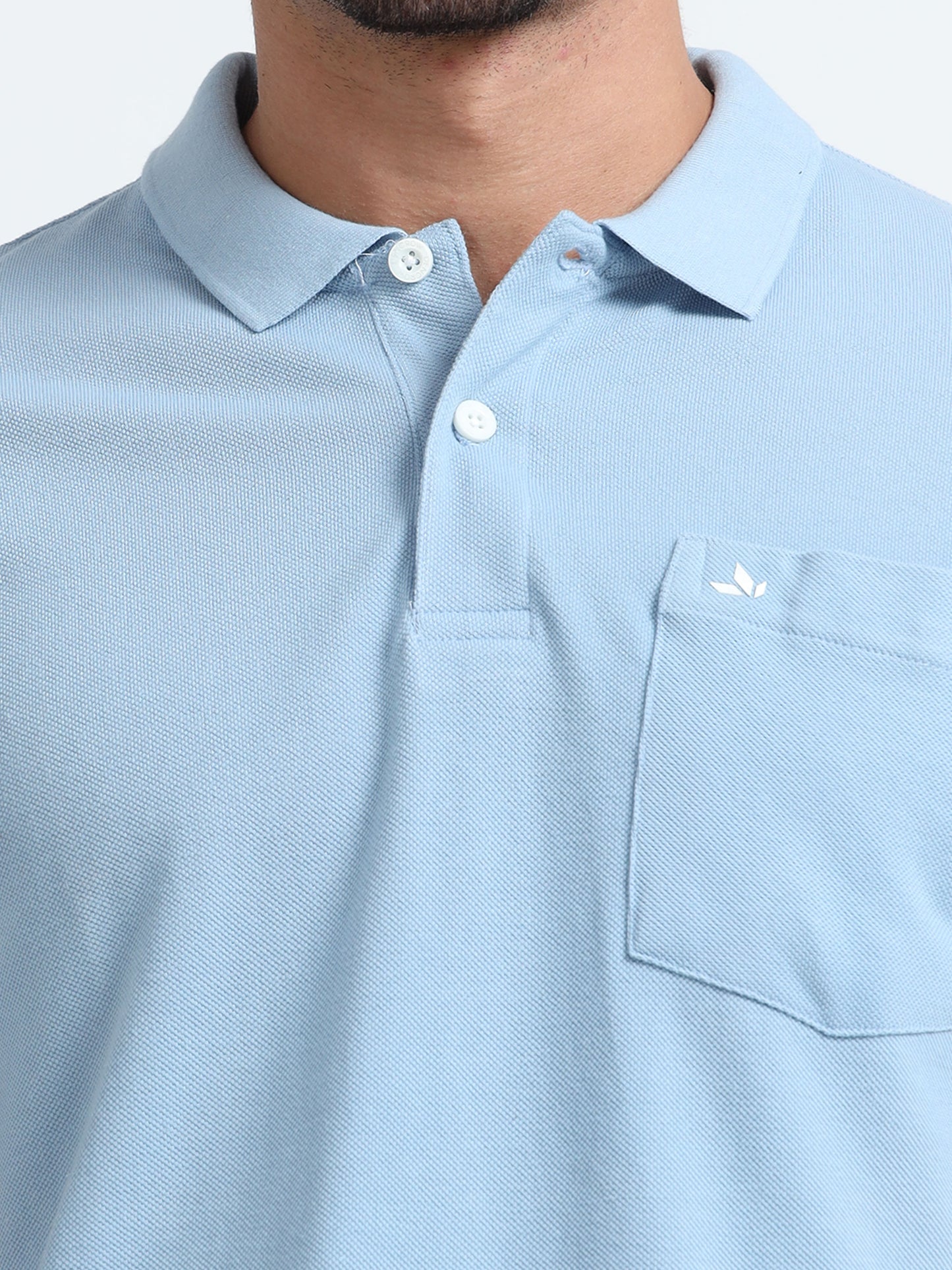 Men's Cotton Sky Blue Polo T-shirt