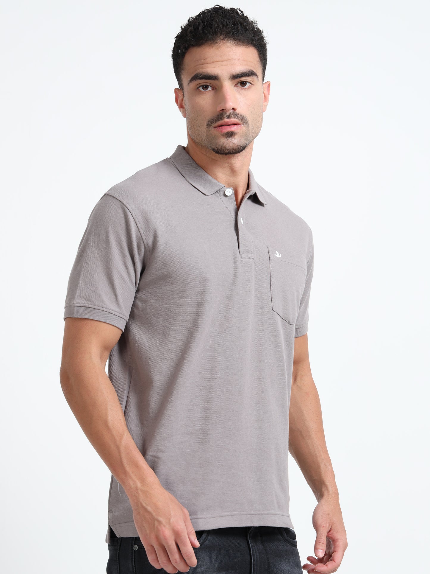 Men's Cotton Grey Polo T-shirt