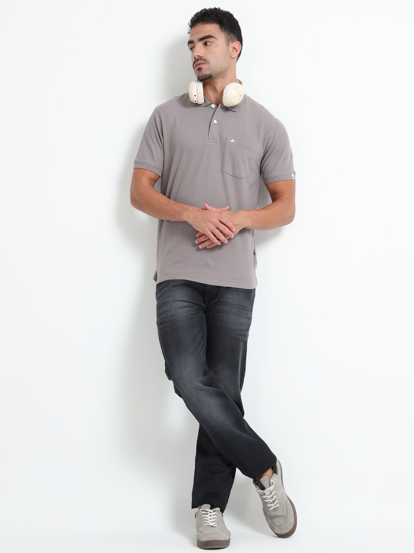 Men's Cotton Grey Polo T-shirt