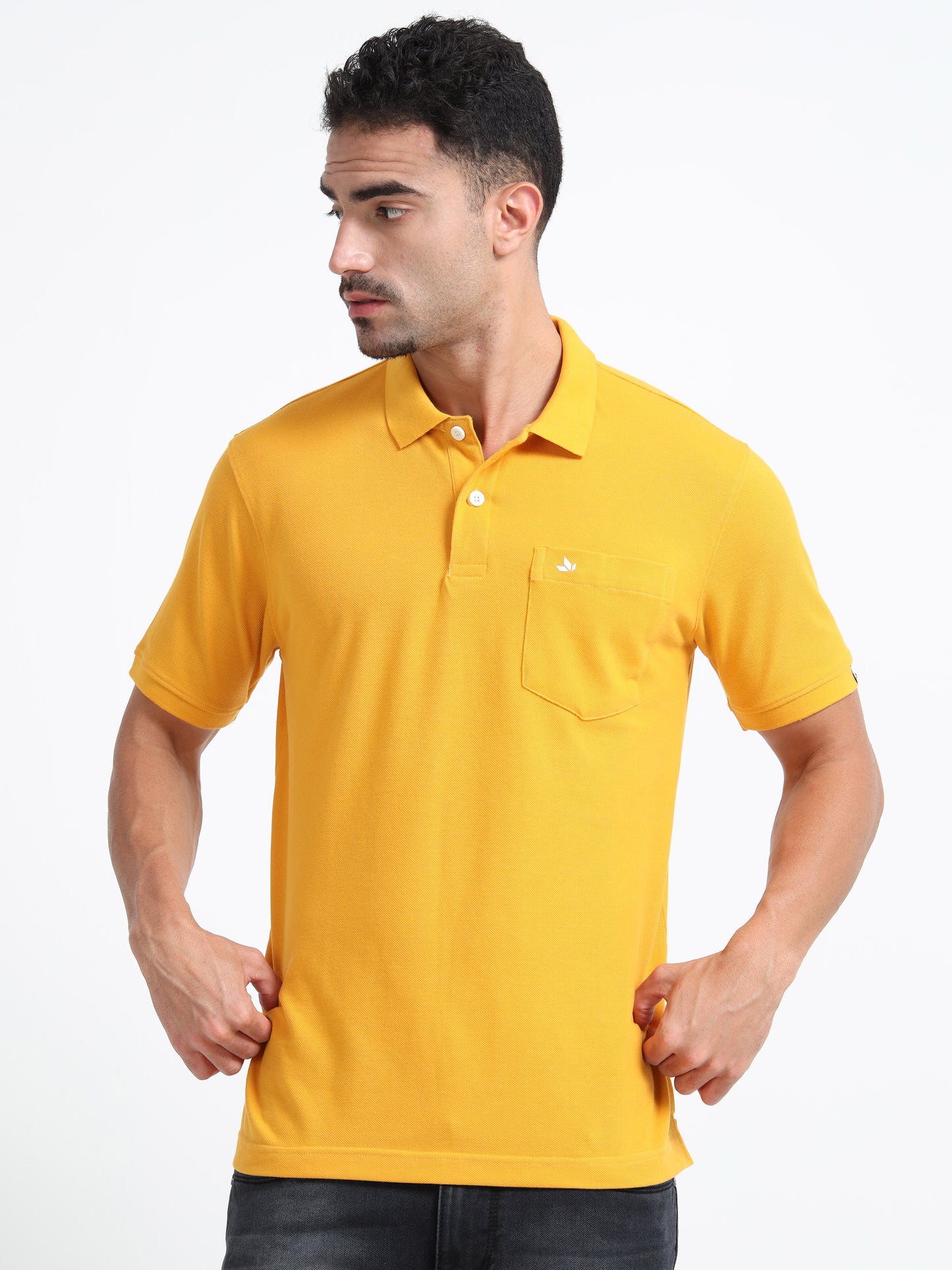 Men's Cotton Yellow Polo T-shirt