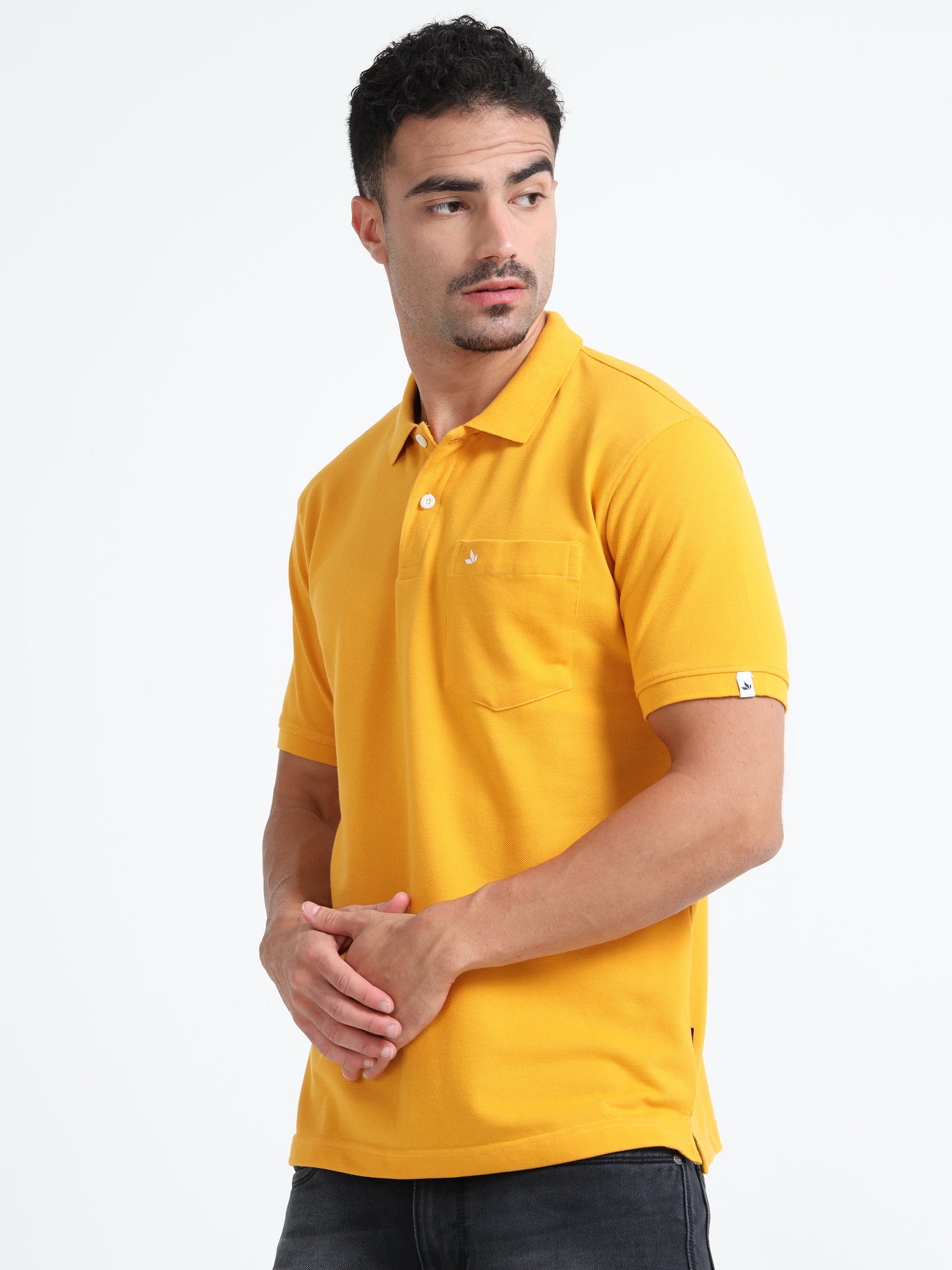 Men's Cotton Yellow Polo T-shirt