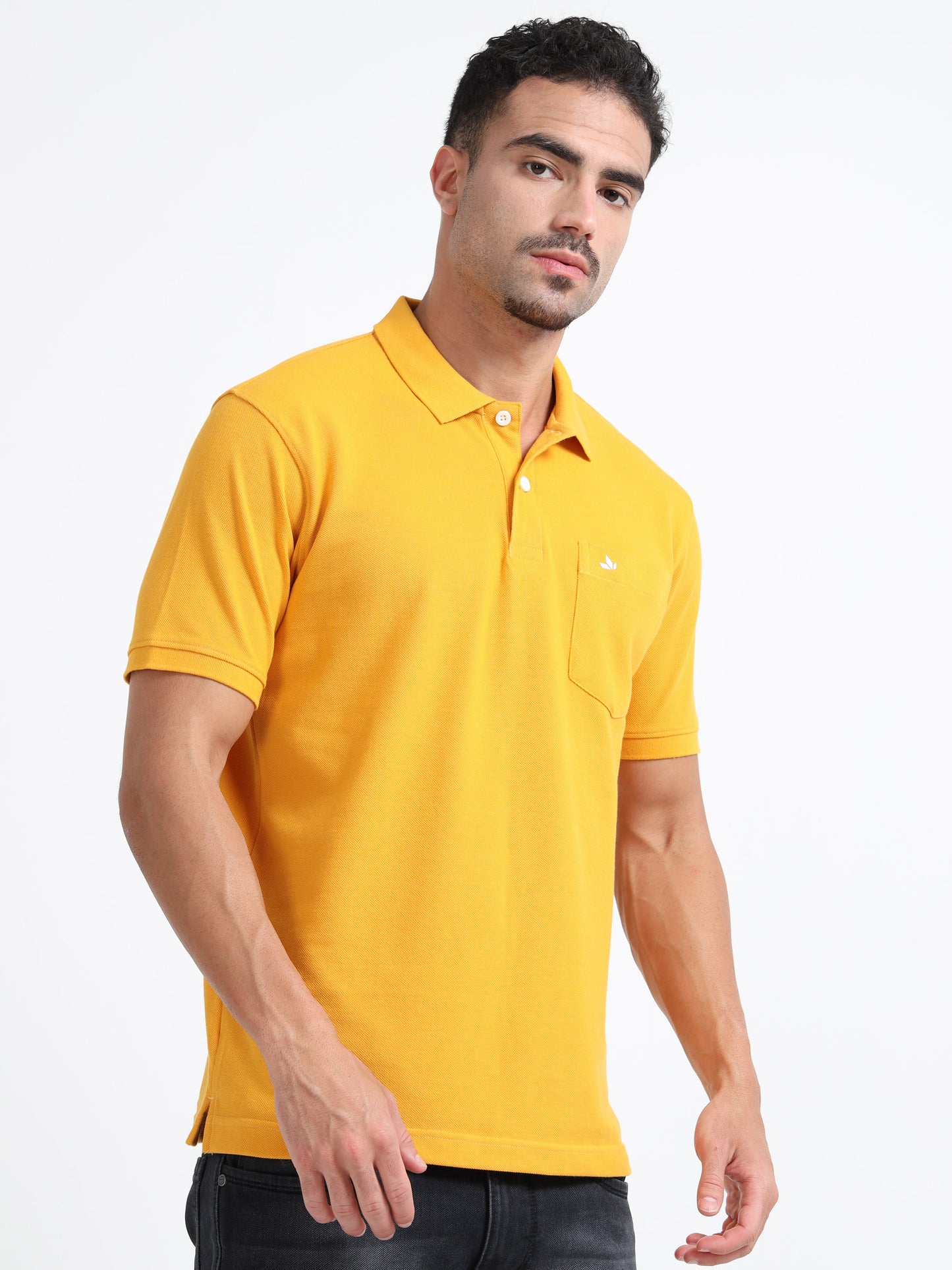Men's Cotton Yellow Polo T-shirt