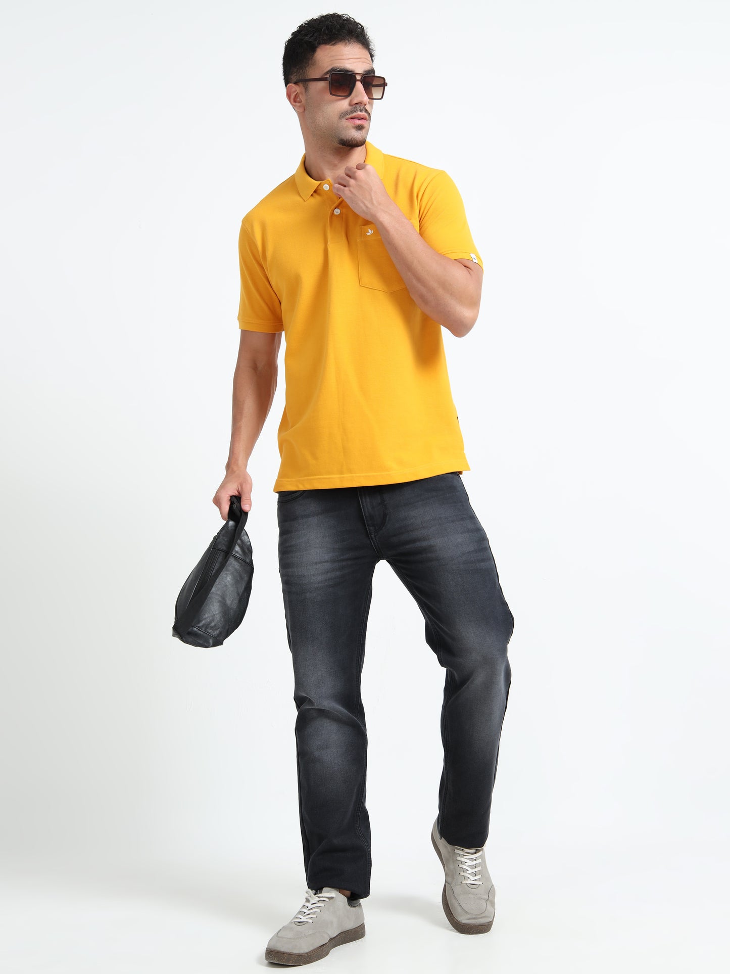 Men's Cotton Yellow Polo T-shirt