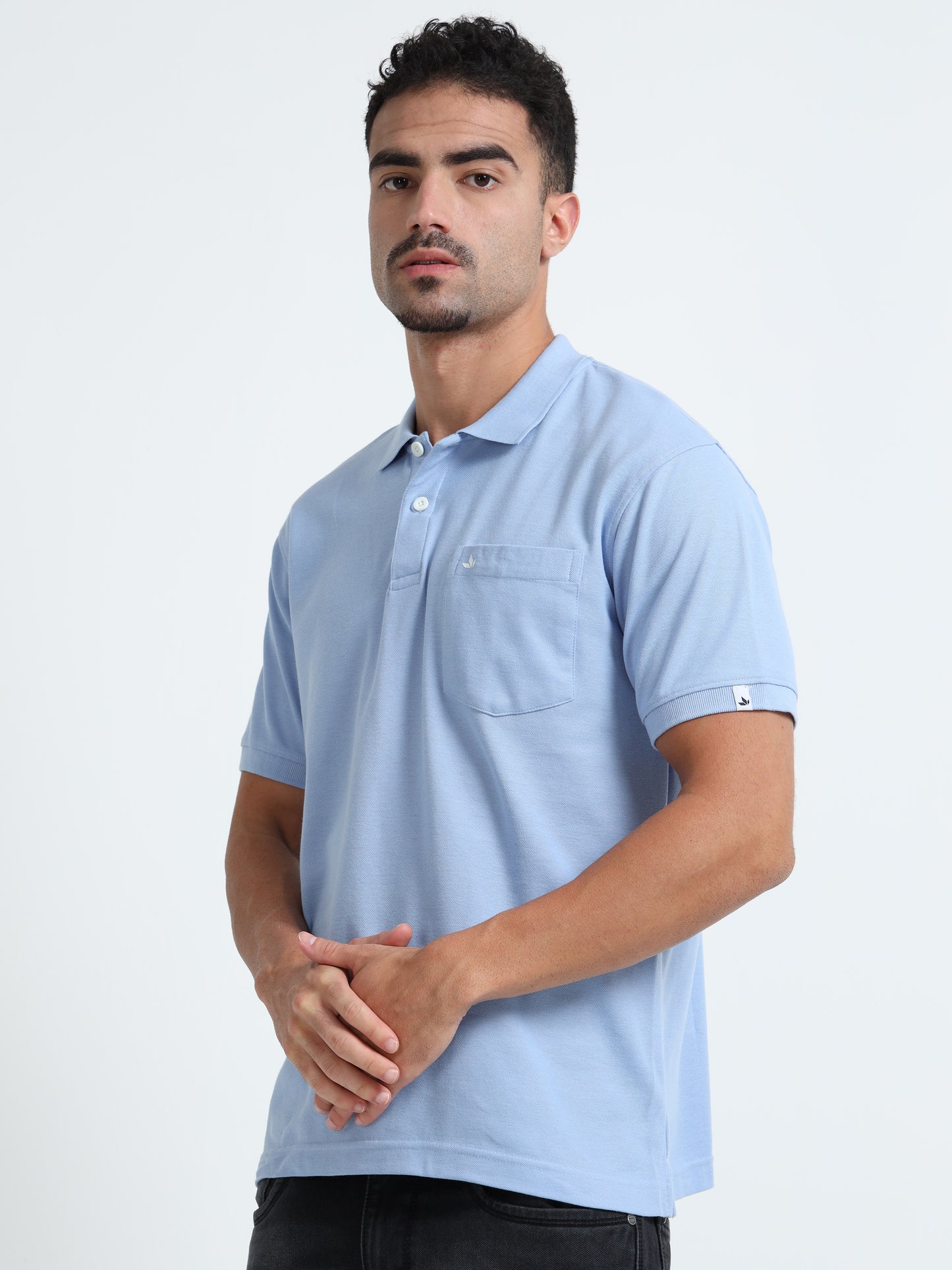 Men's Cotton Bright Blue Polo T-shirt