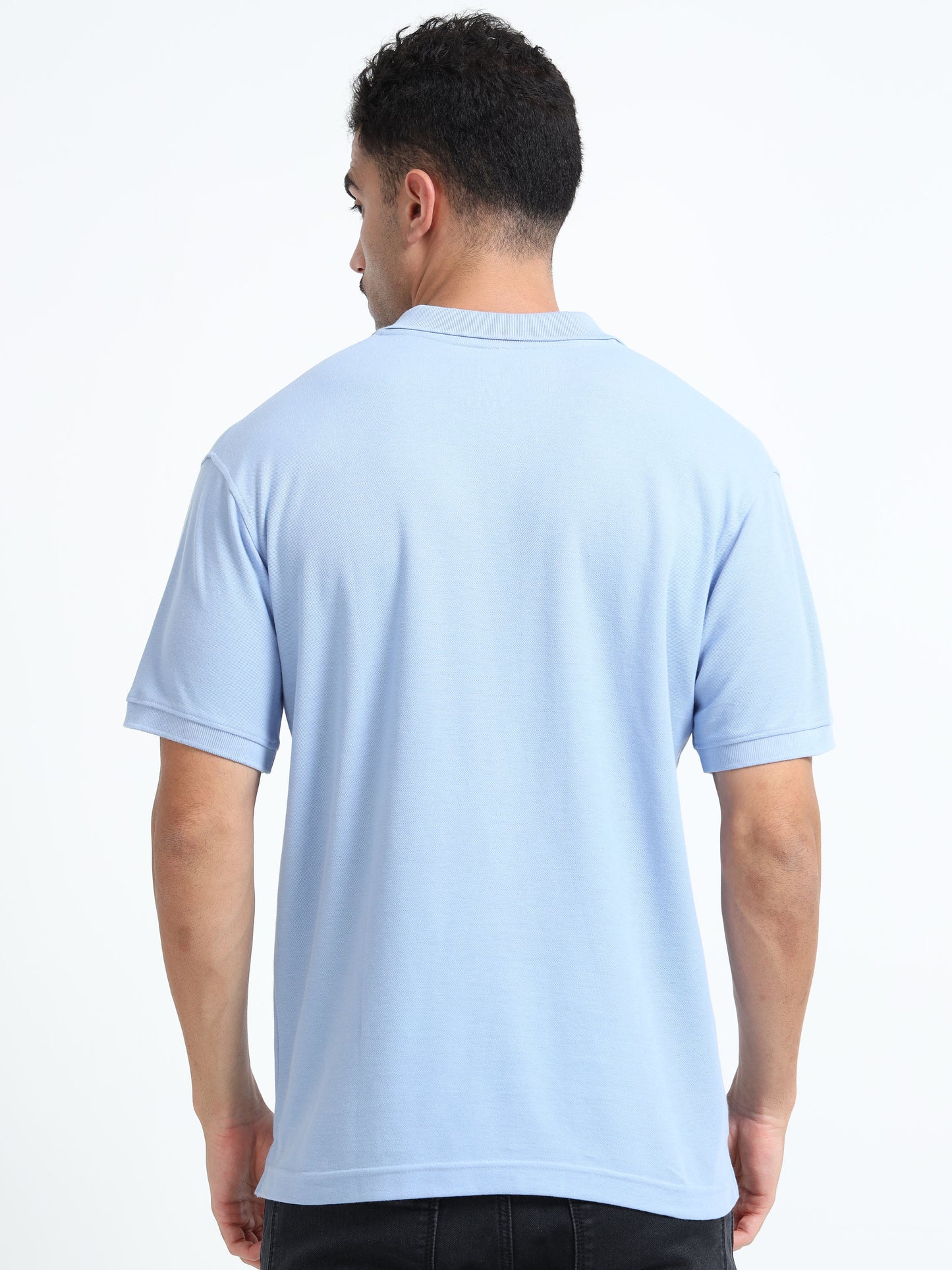 Men's Cotton Bright Blue Polo T-shirt