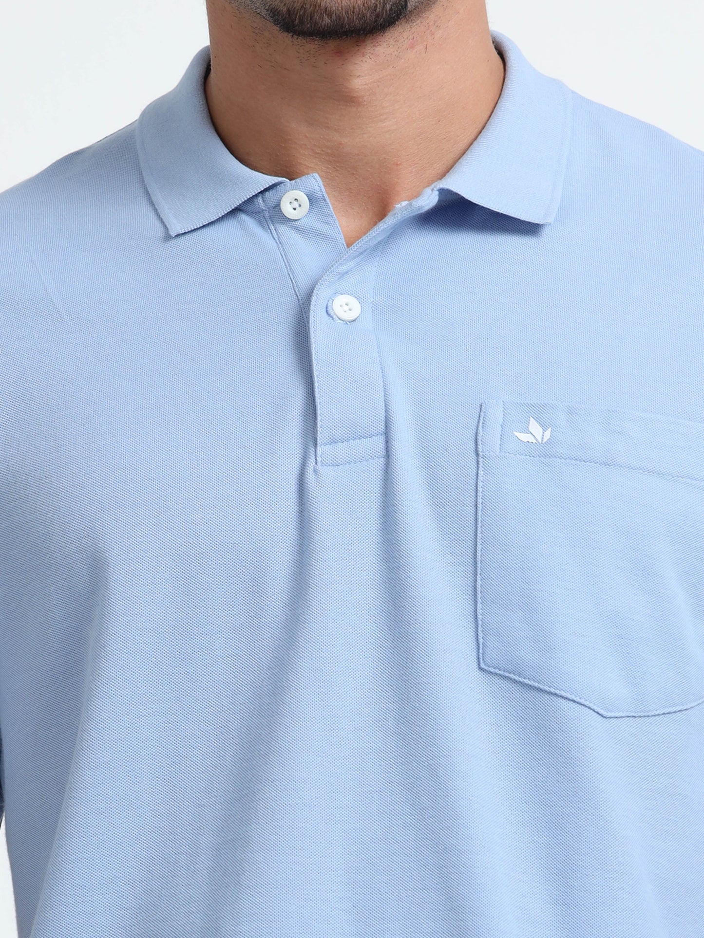 Men's Cotton Bright Blue Polo T-shirt