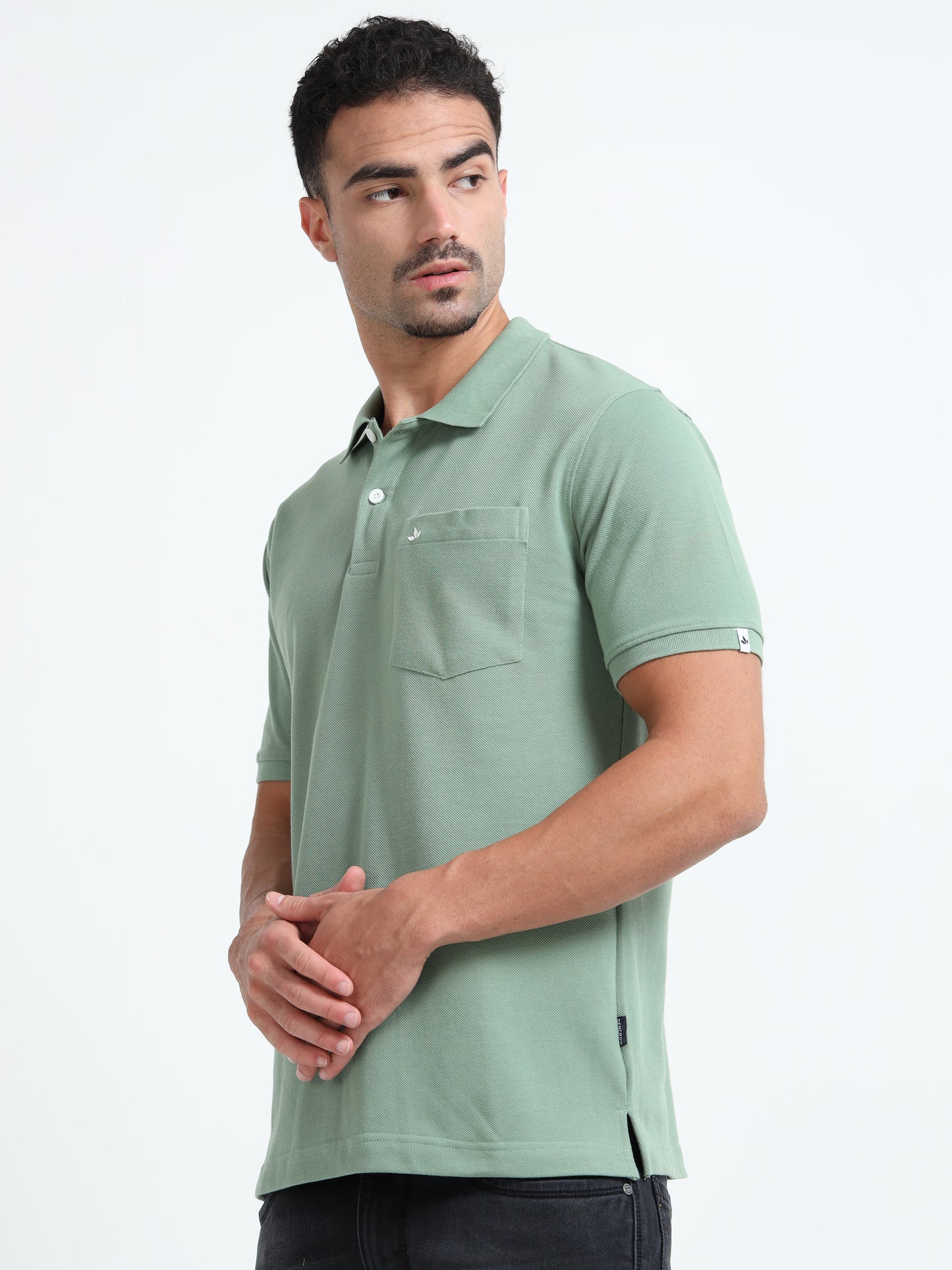 Men's Cotton Pastel Green Polo T-shirt