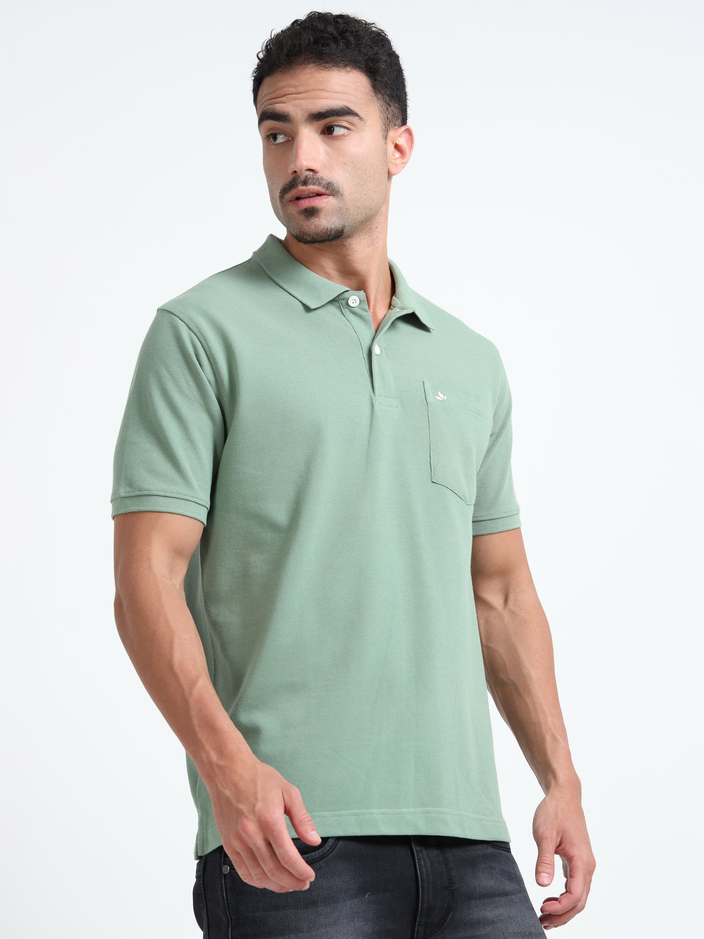 Men's Cotton Pastel Green Polo T-shirt