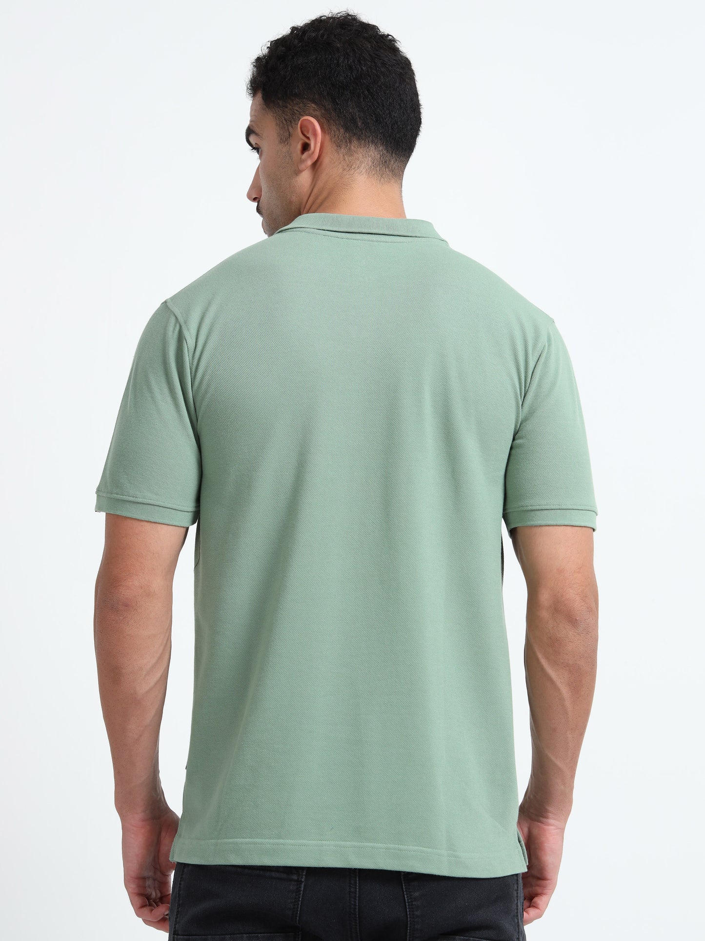 Men's Cotton Pastel Green Polo T-shirt