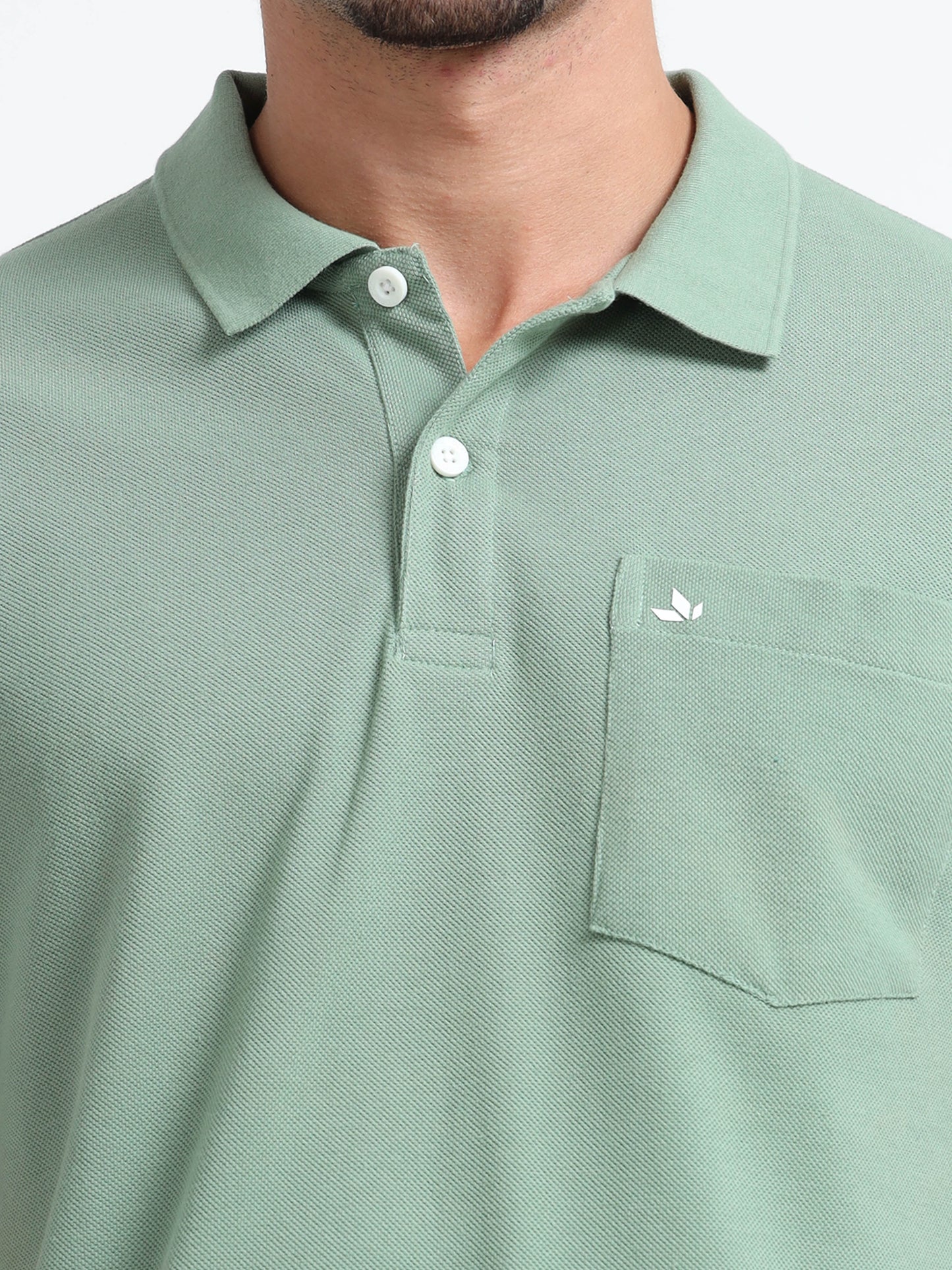 Men's Cotton Pastel Green Polo T-shirt
