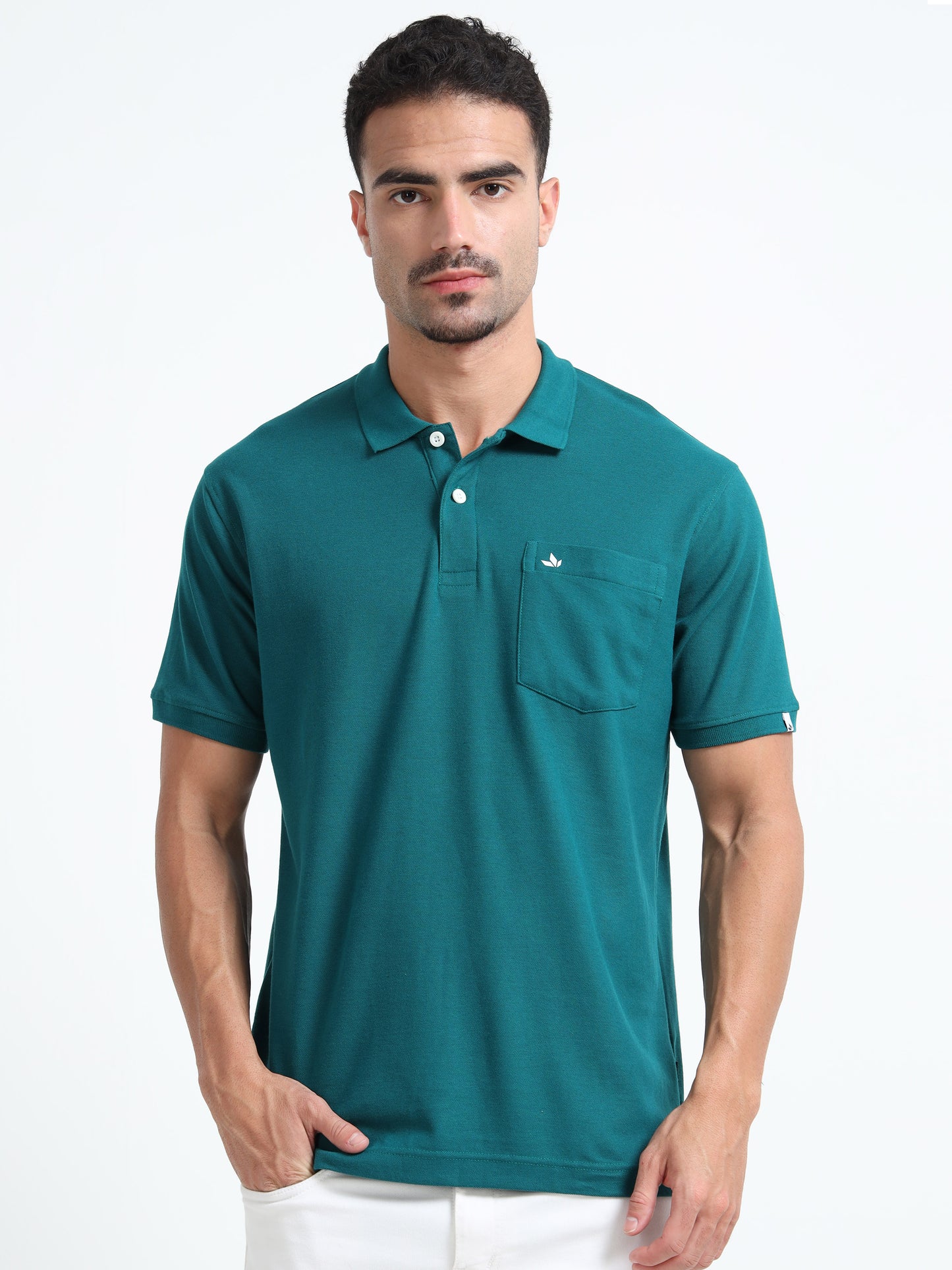 Men's Cotton Teal Polo T-shirt