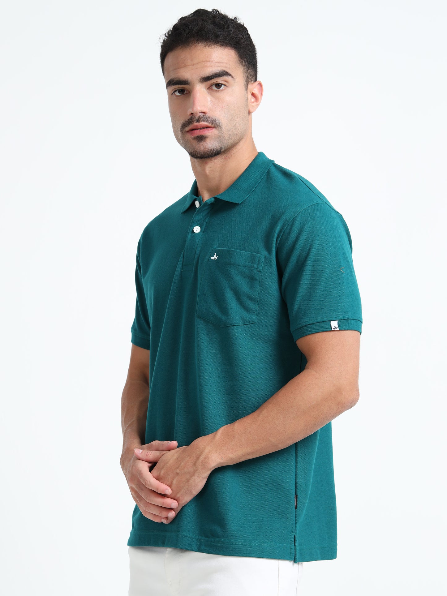 Men's Cotton Teal Polo T-shirt