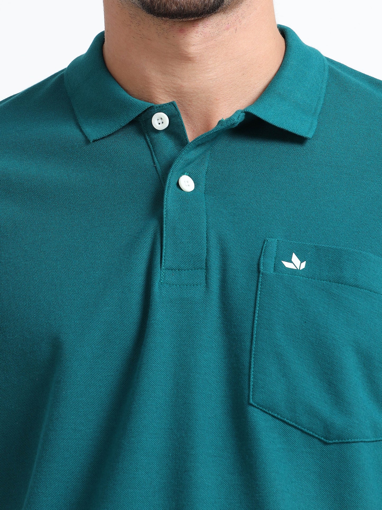 Men's Cotton Teal Polo T-shirt