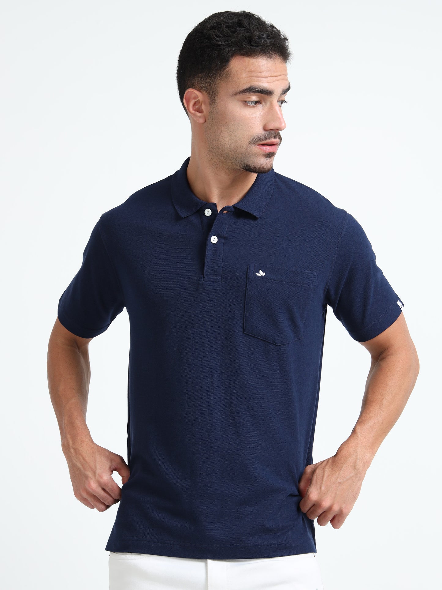 Men's Cotton Navy Polo T-shirt