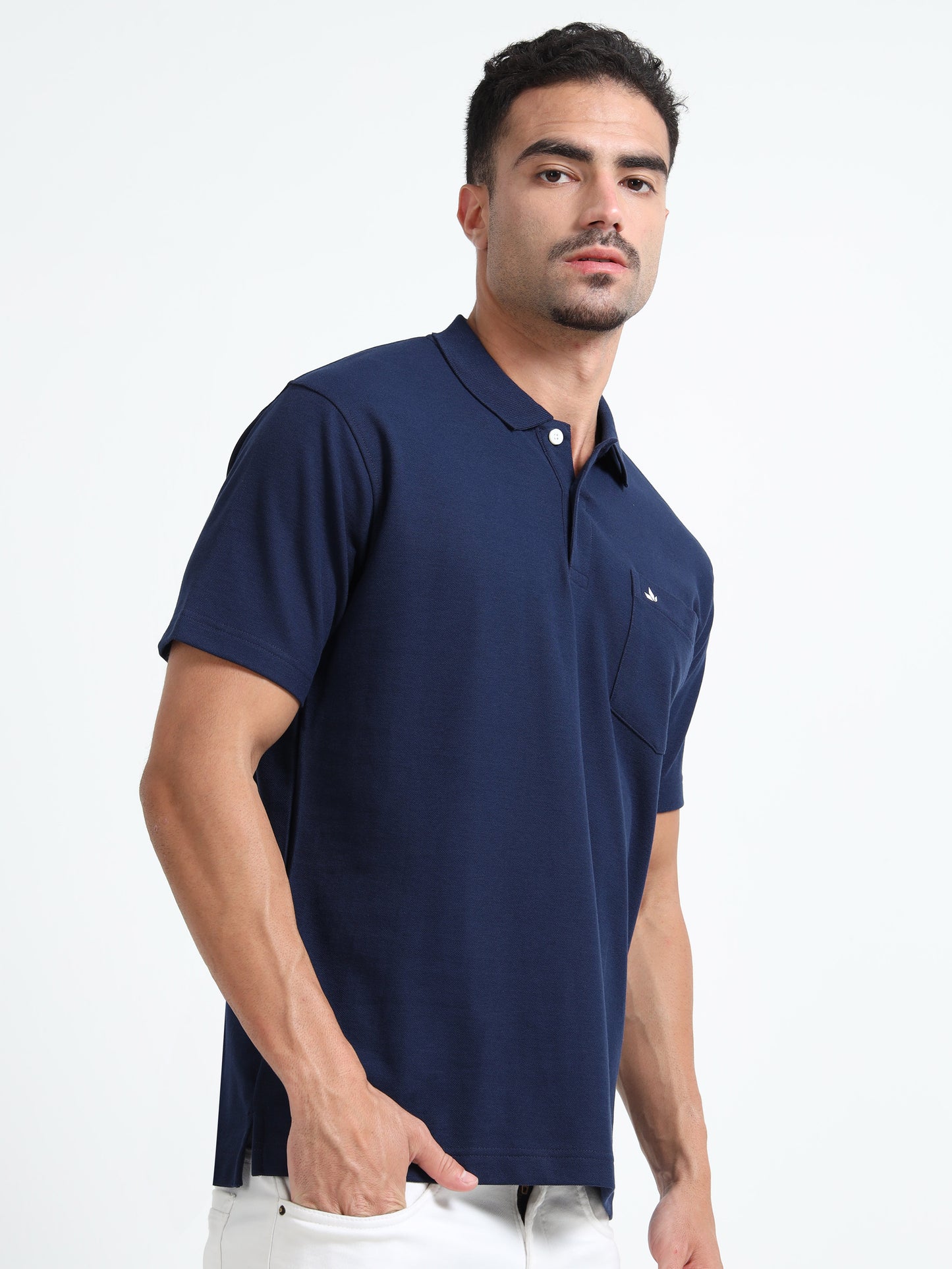 Men's Cotton Navy Polo T-shirt