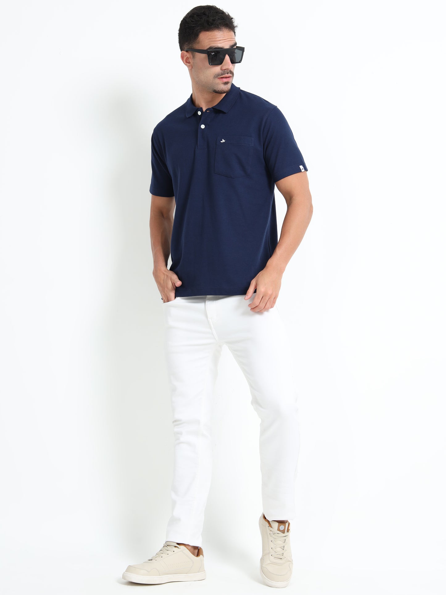 Men's Cotton Navy Polo T-shirt