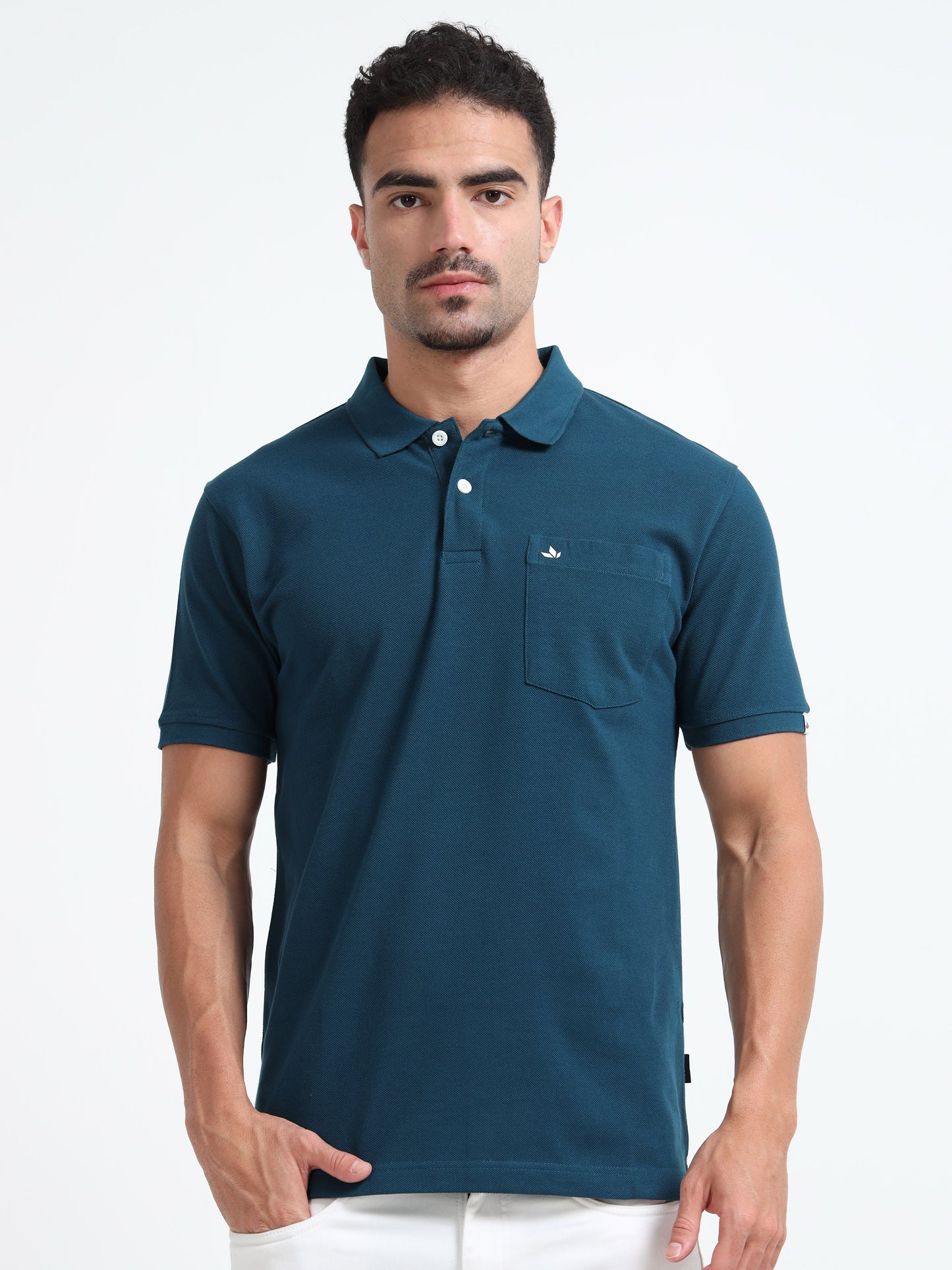 Men's Cotton Cobalt Blue Polo T-shirt
