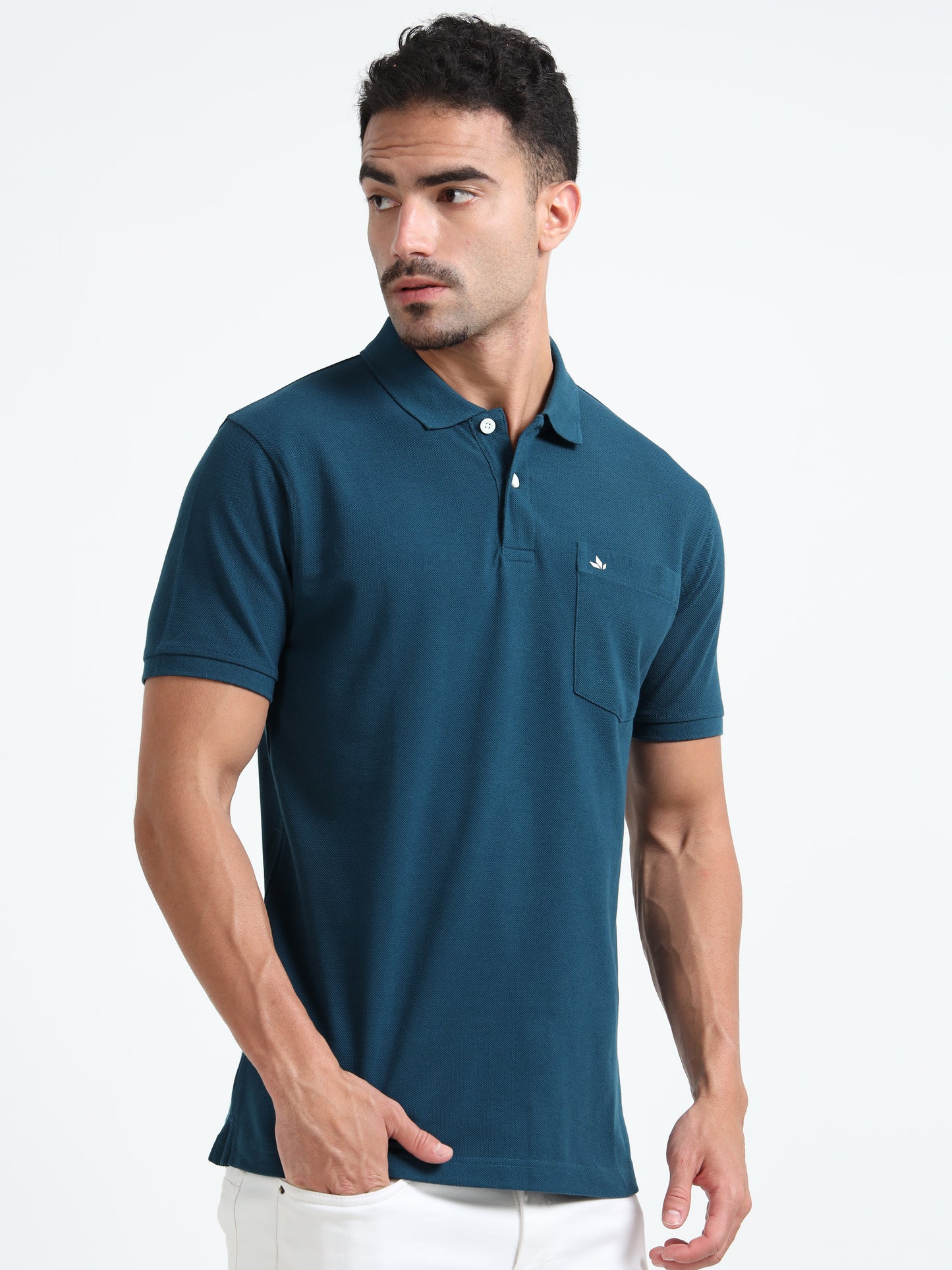 Men's Cotton Cobalt Blue Polo T-shirt