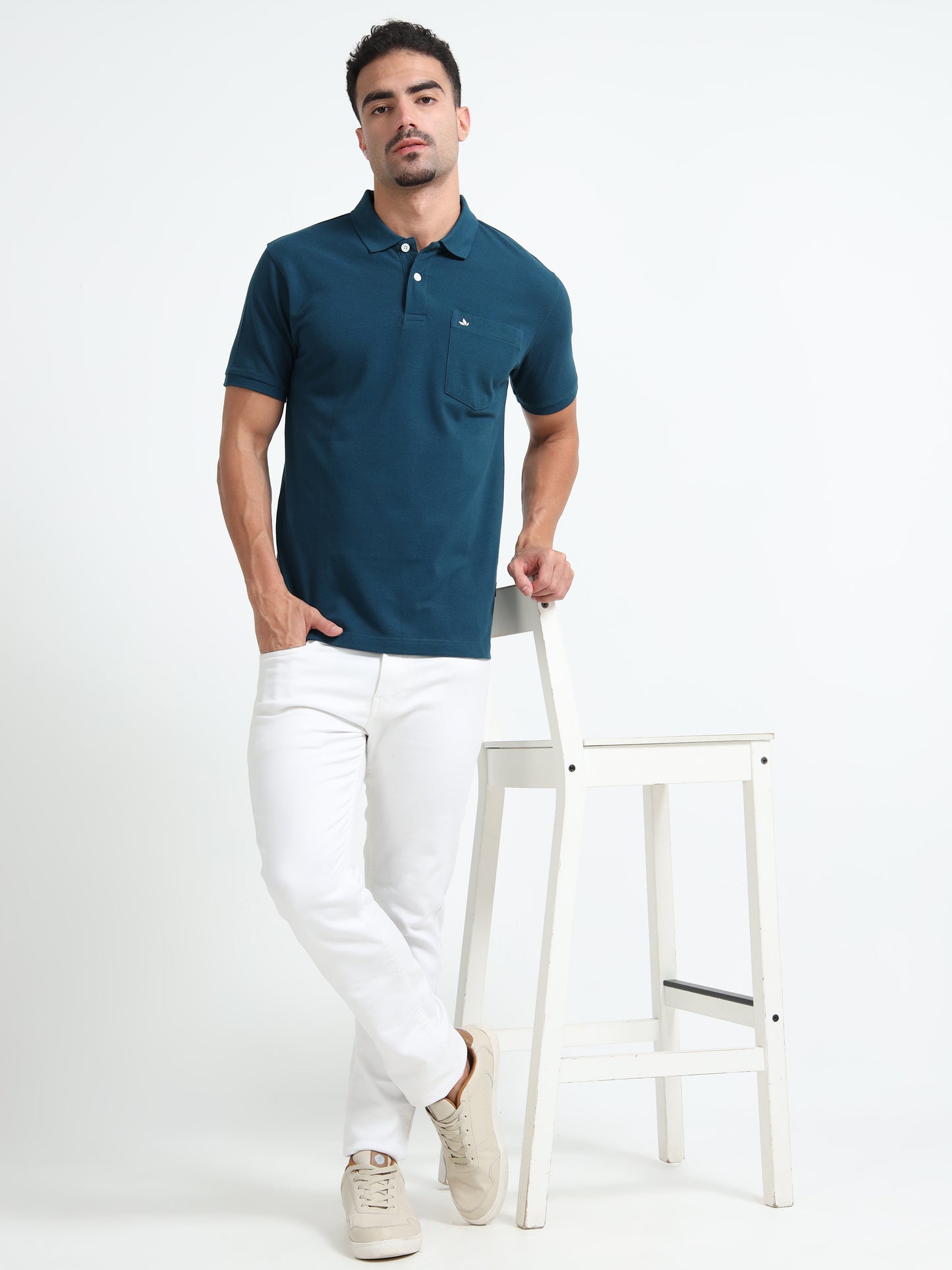 Men's Cotton Cobalt Blue Polo T-shirt