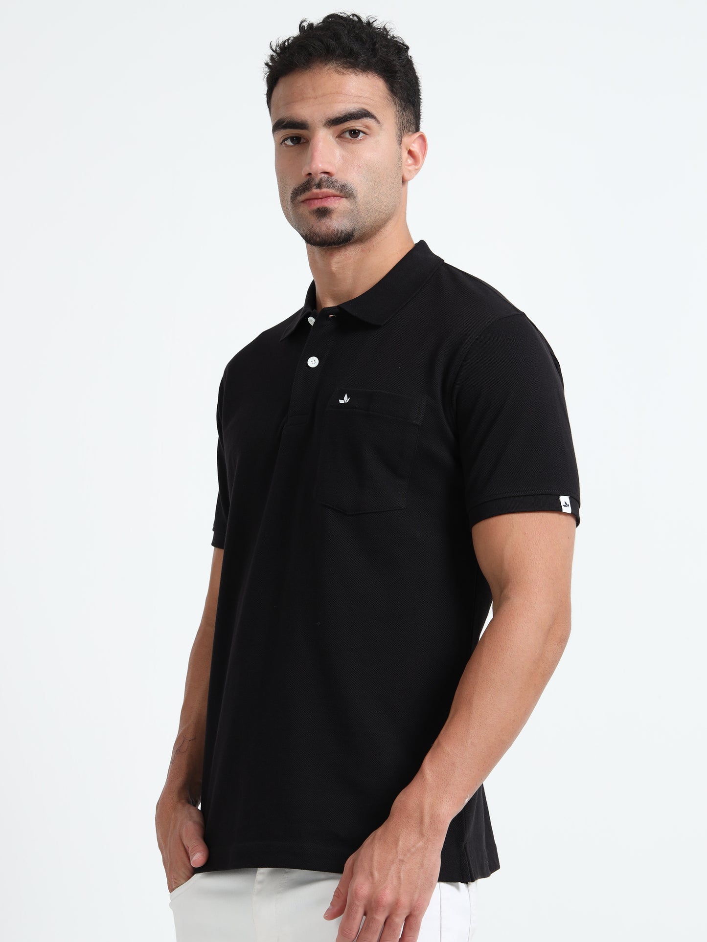 Men's Cotton Black Polo T-shirt