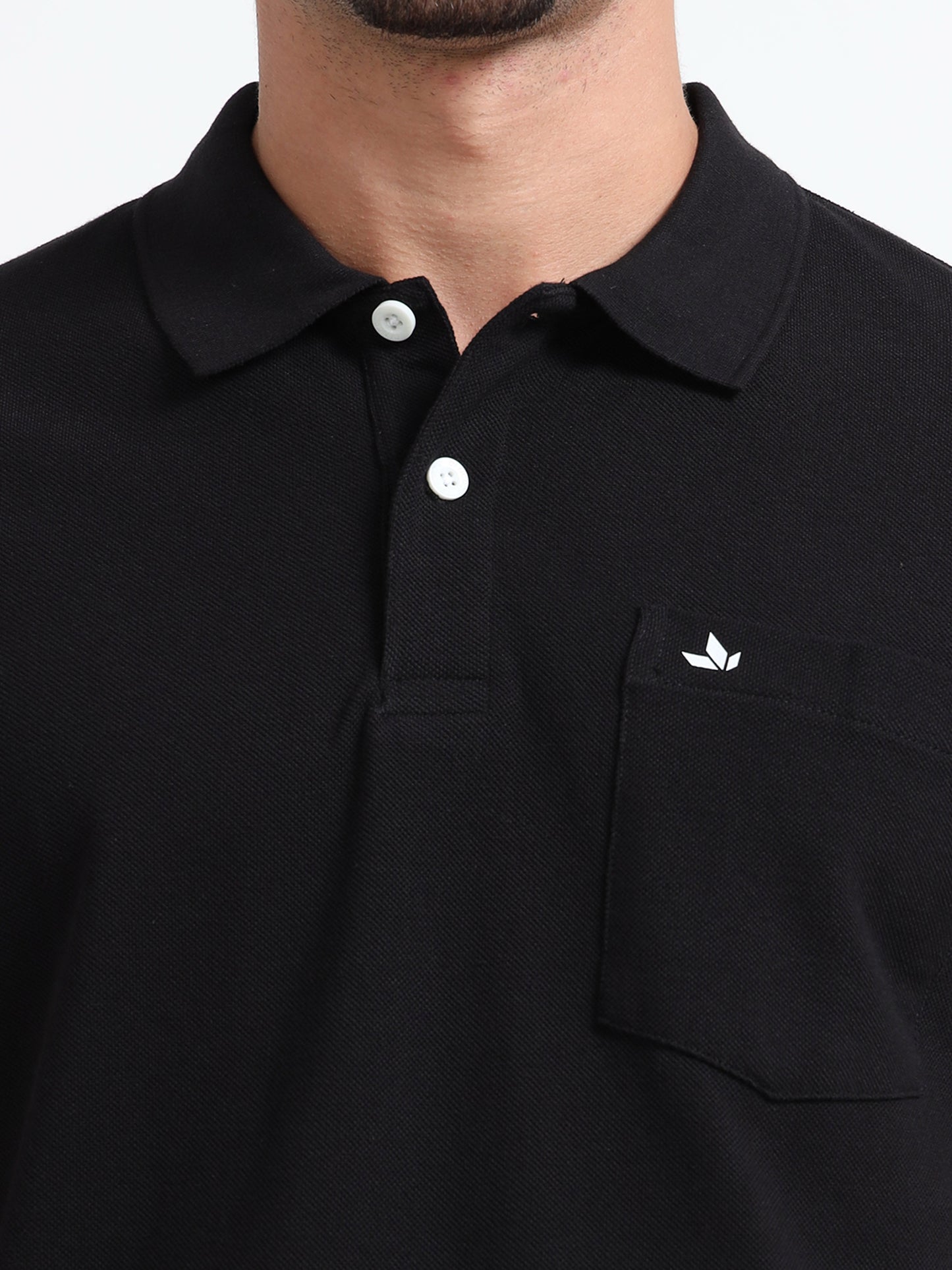 Men's Cotton Black Polo T-shirt