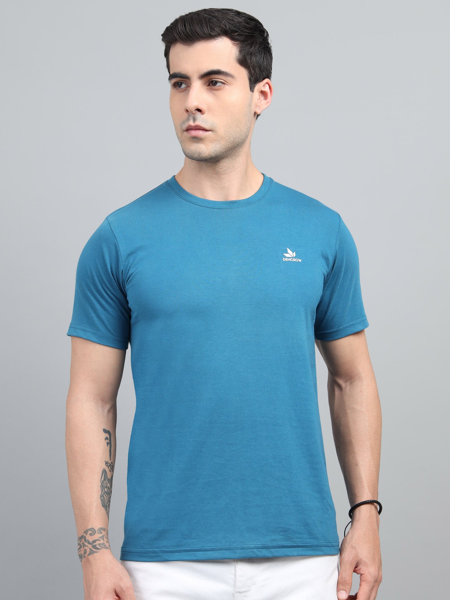 Men's Teal Blue Round Neck T-Shirt