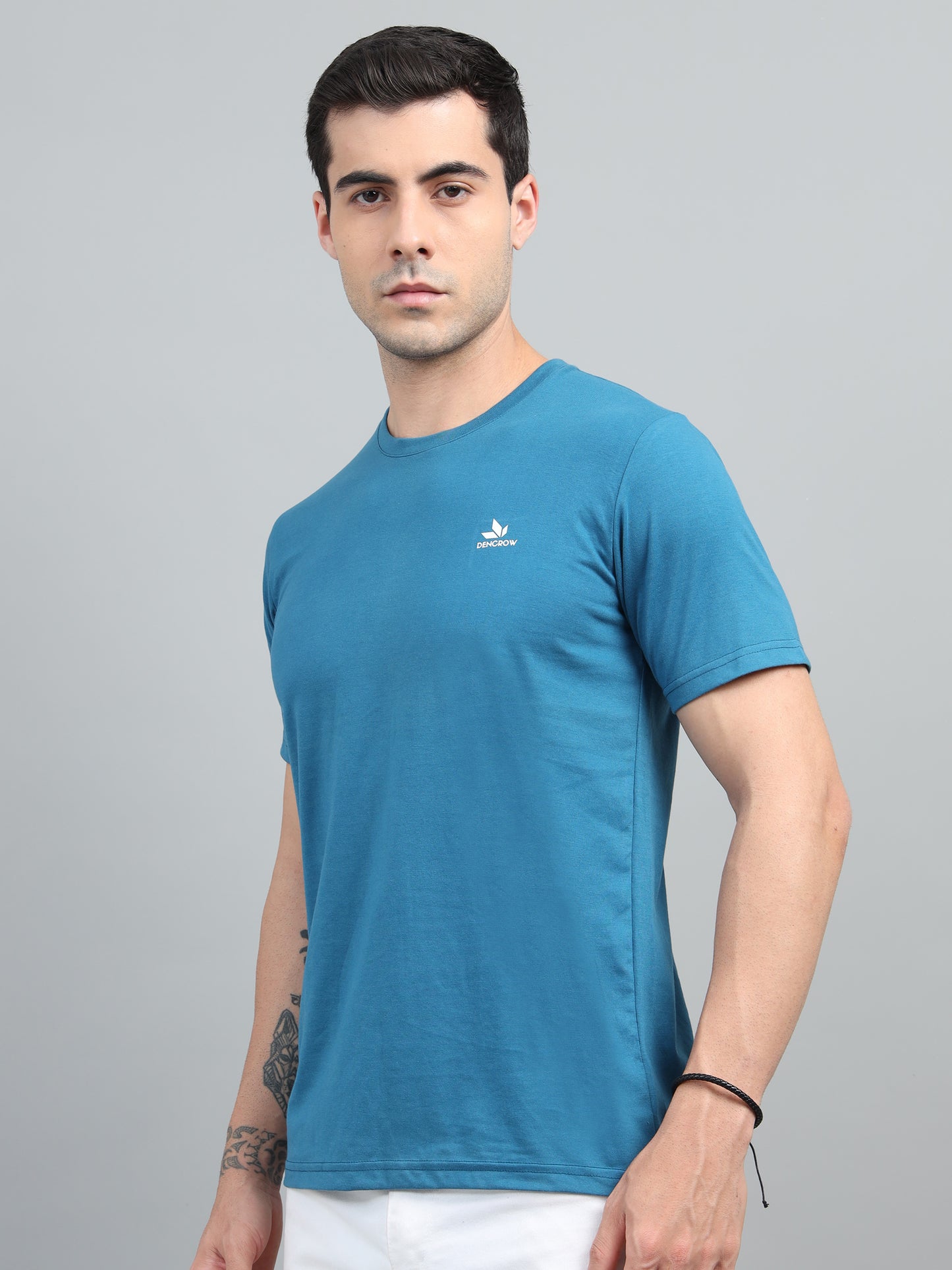 Men's Teal Blue Round Neck T-Shirt