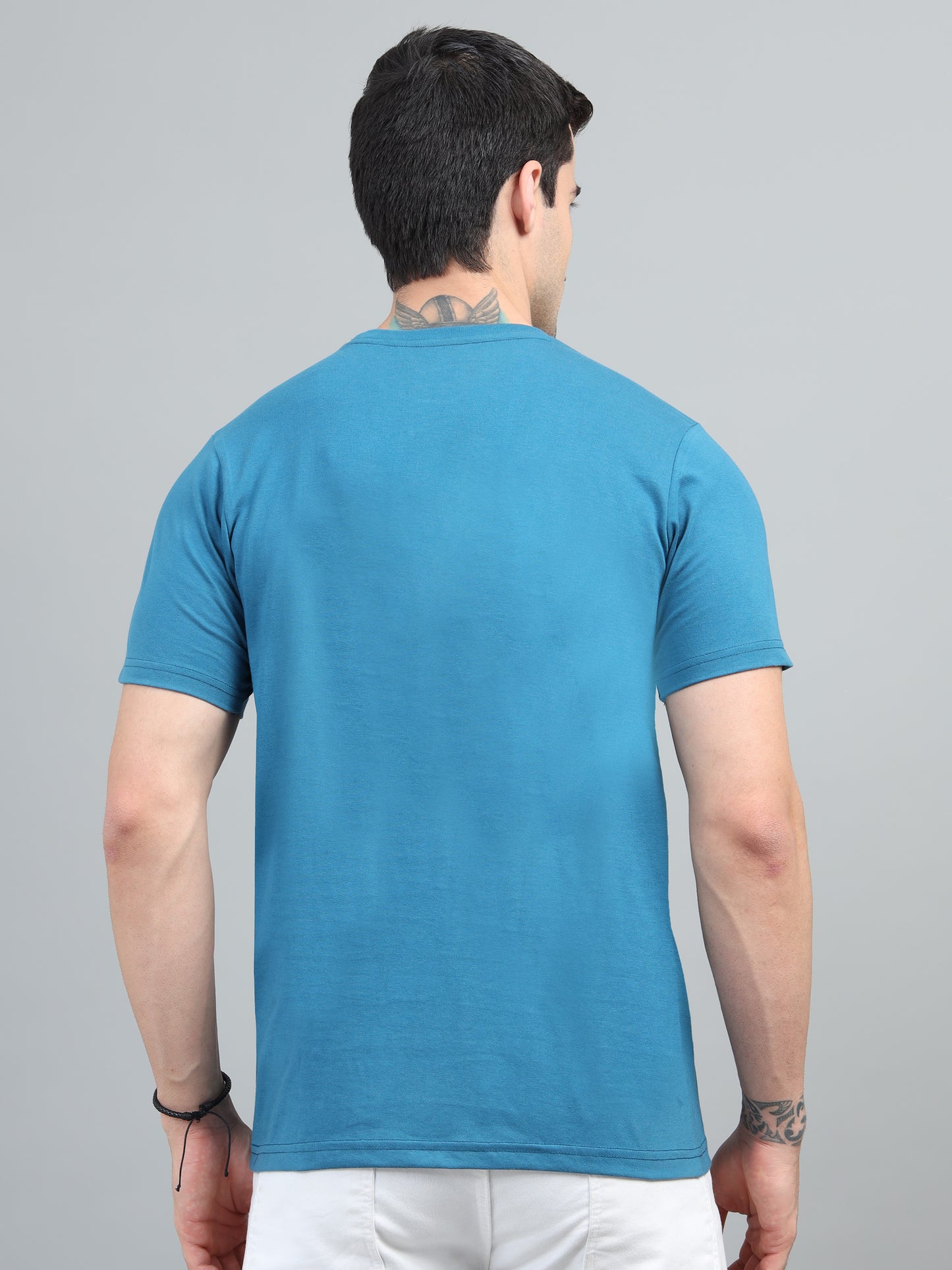 Men's Teal Blue Round Neck T-Shirt