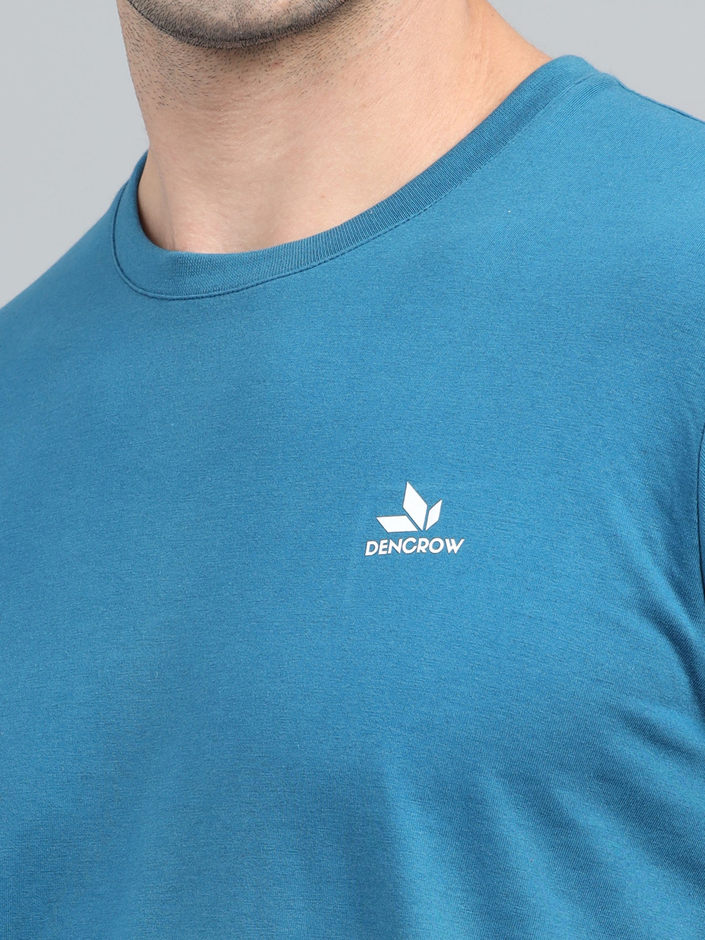 Men's Teal Blue Round Neck T-Shirt