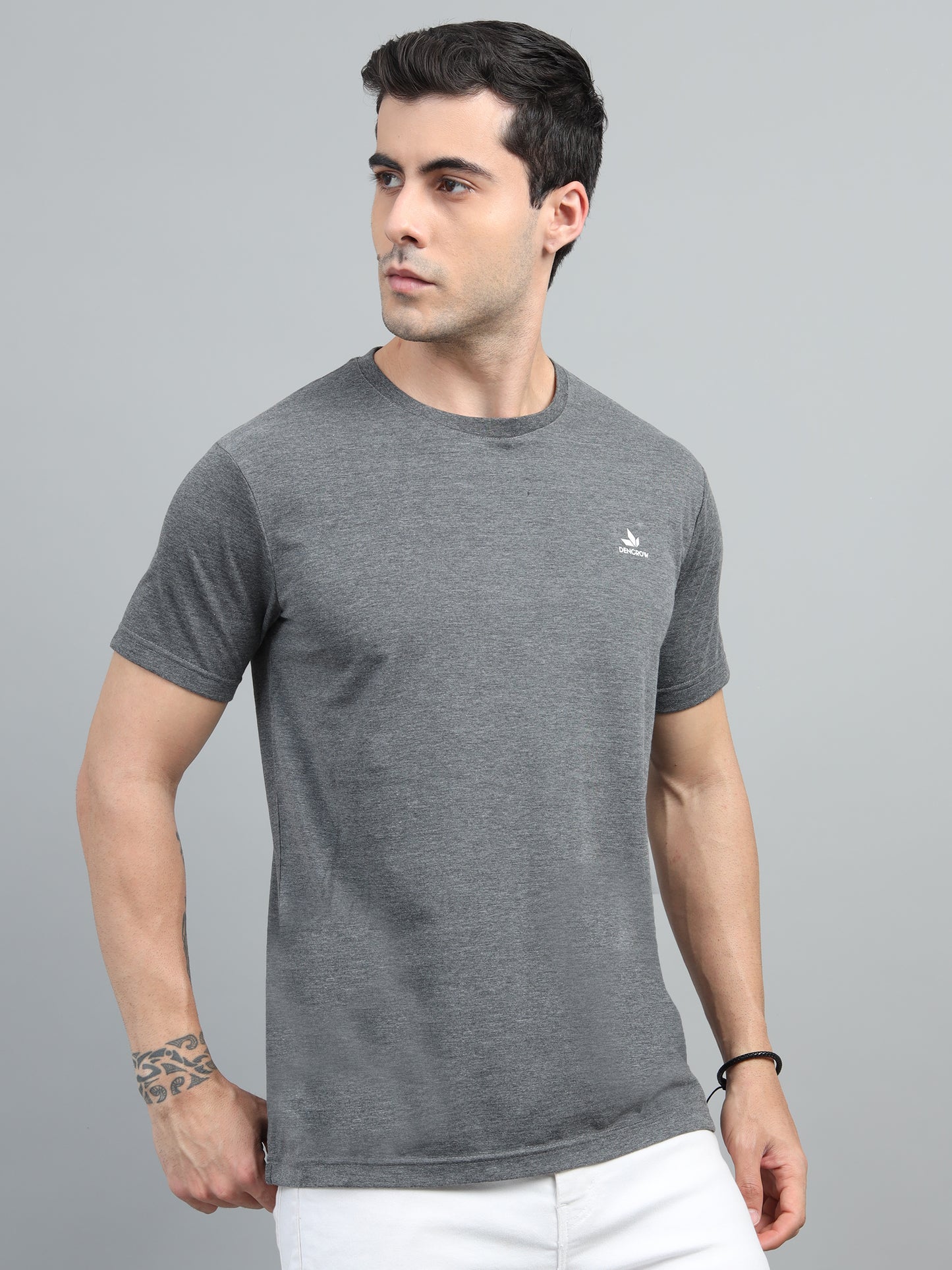 Men's Dark Grey Round Neck T-Shirt