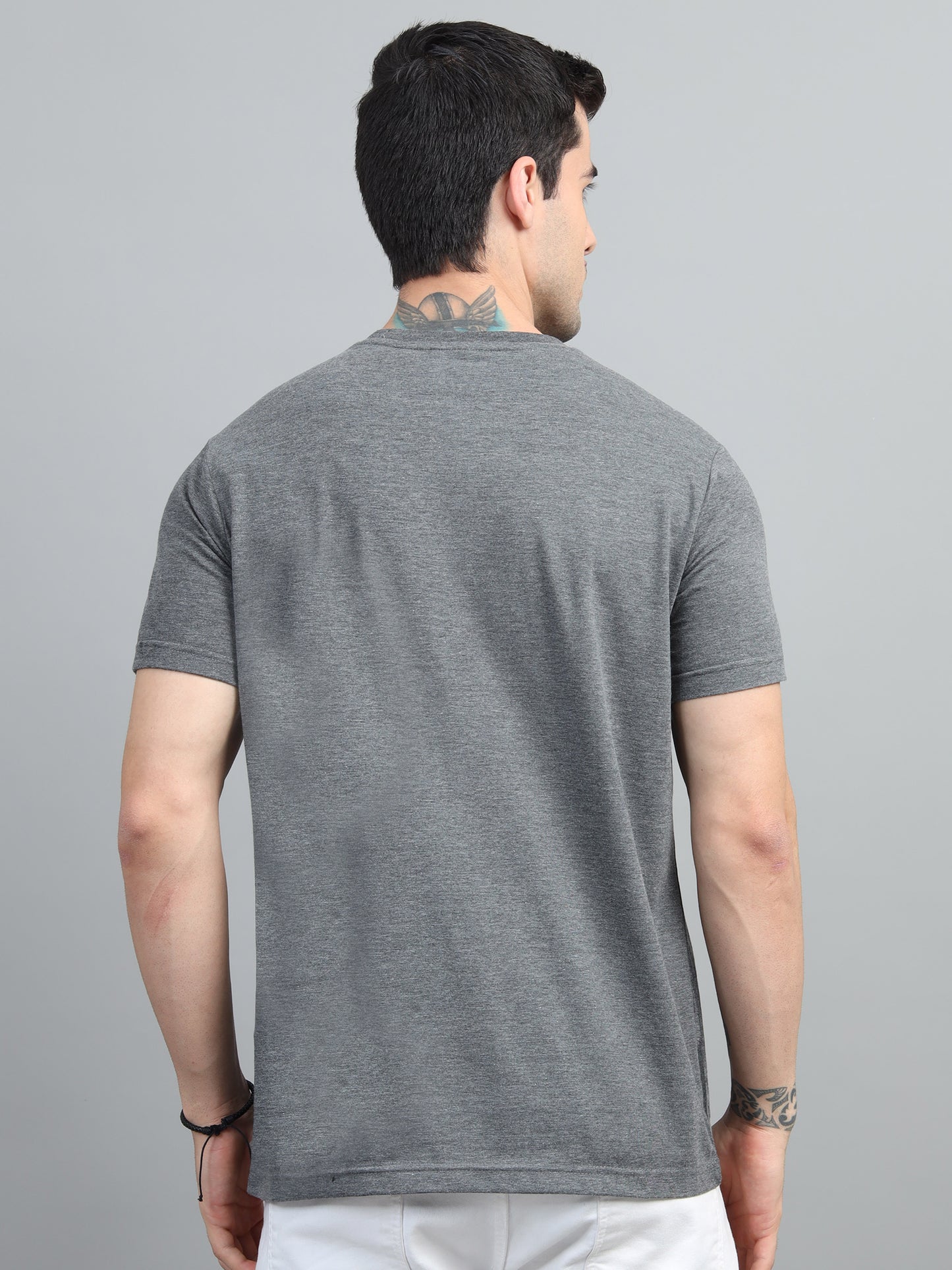 Men's Dark Grey Round Neck T-Shirt
