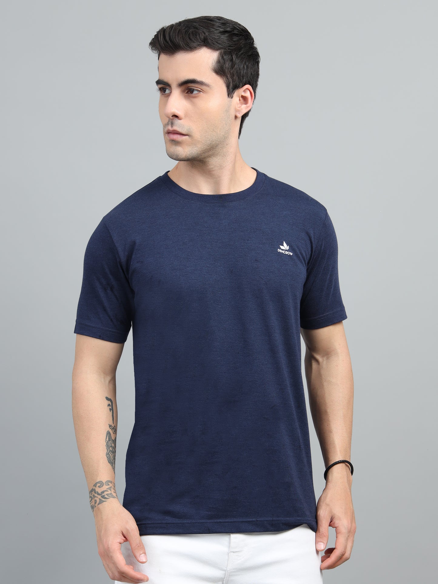 Men's Navy Blue Round Neck T-Shirt