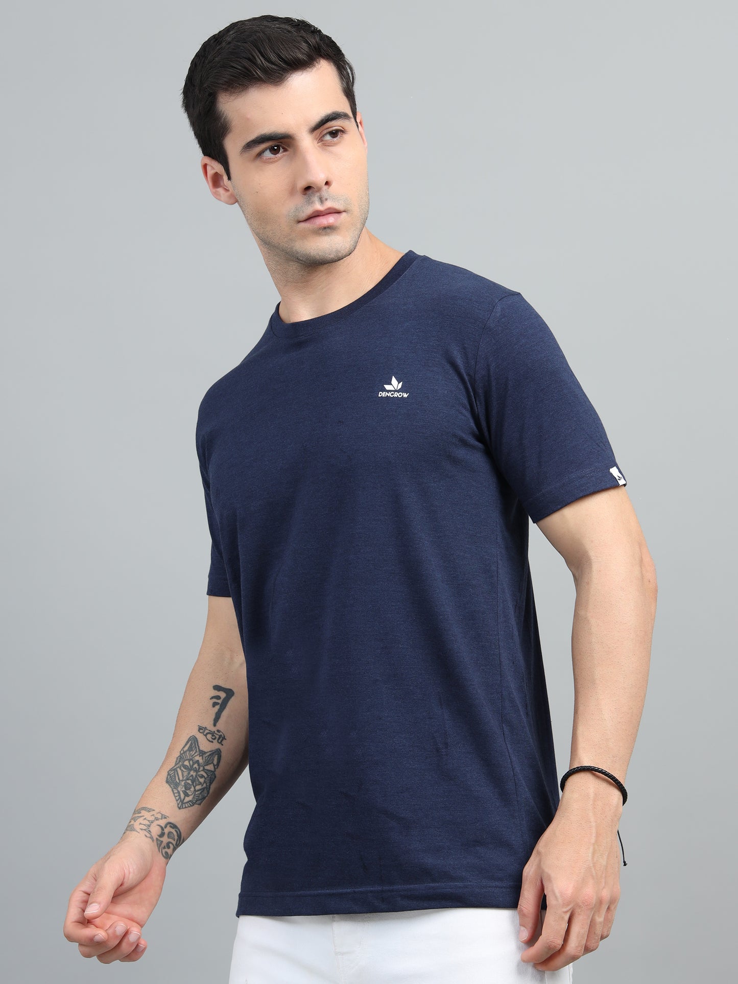 Men's Navy Blue Round Neck T-Shirt