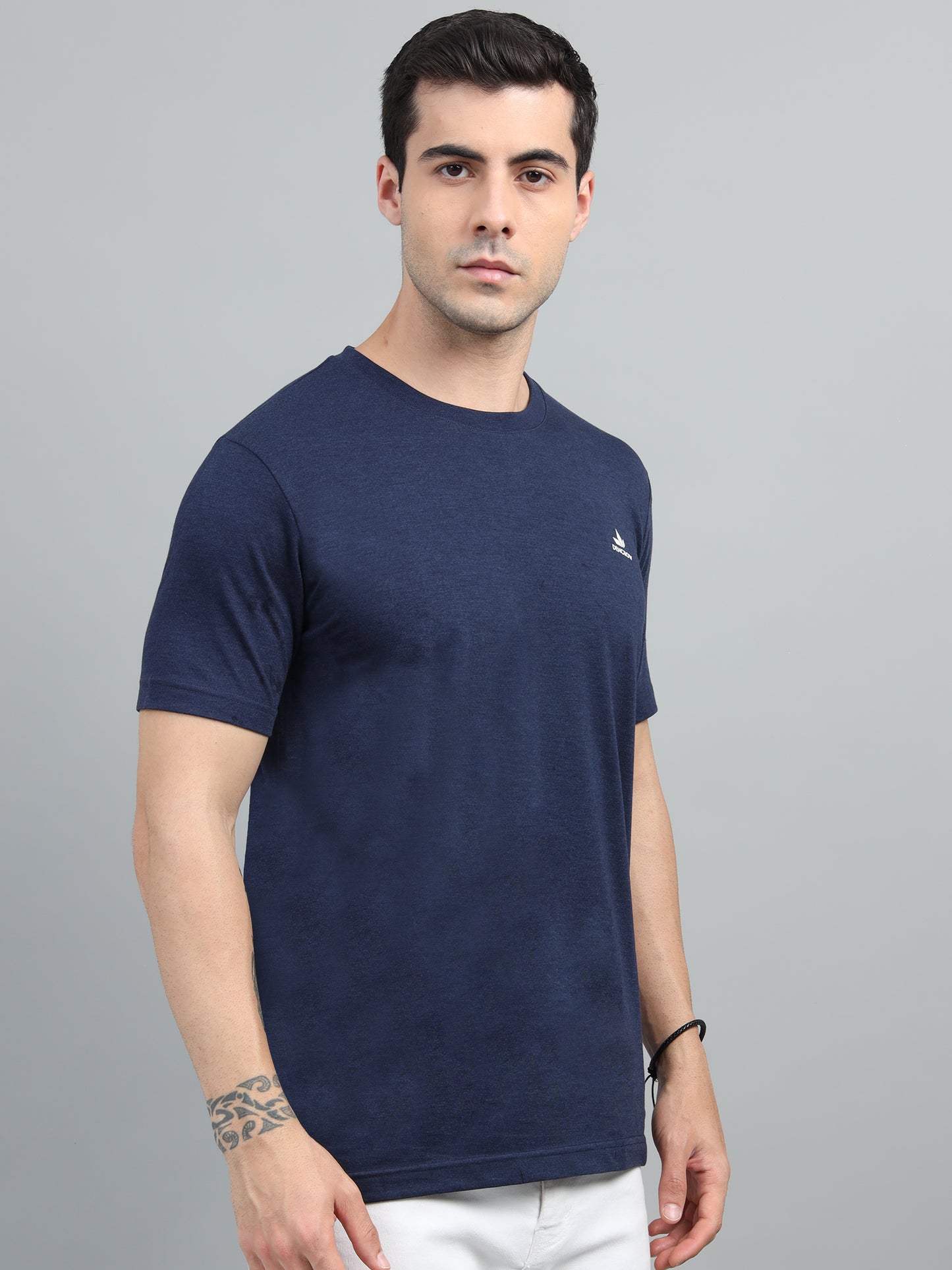 Men's Navy Blue Round Neck T-Shirt