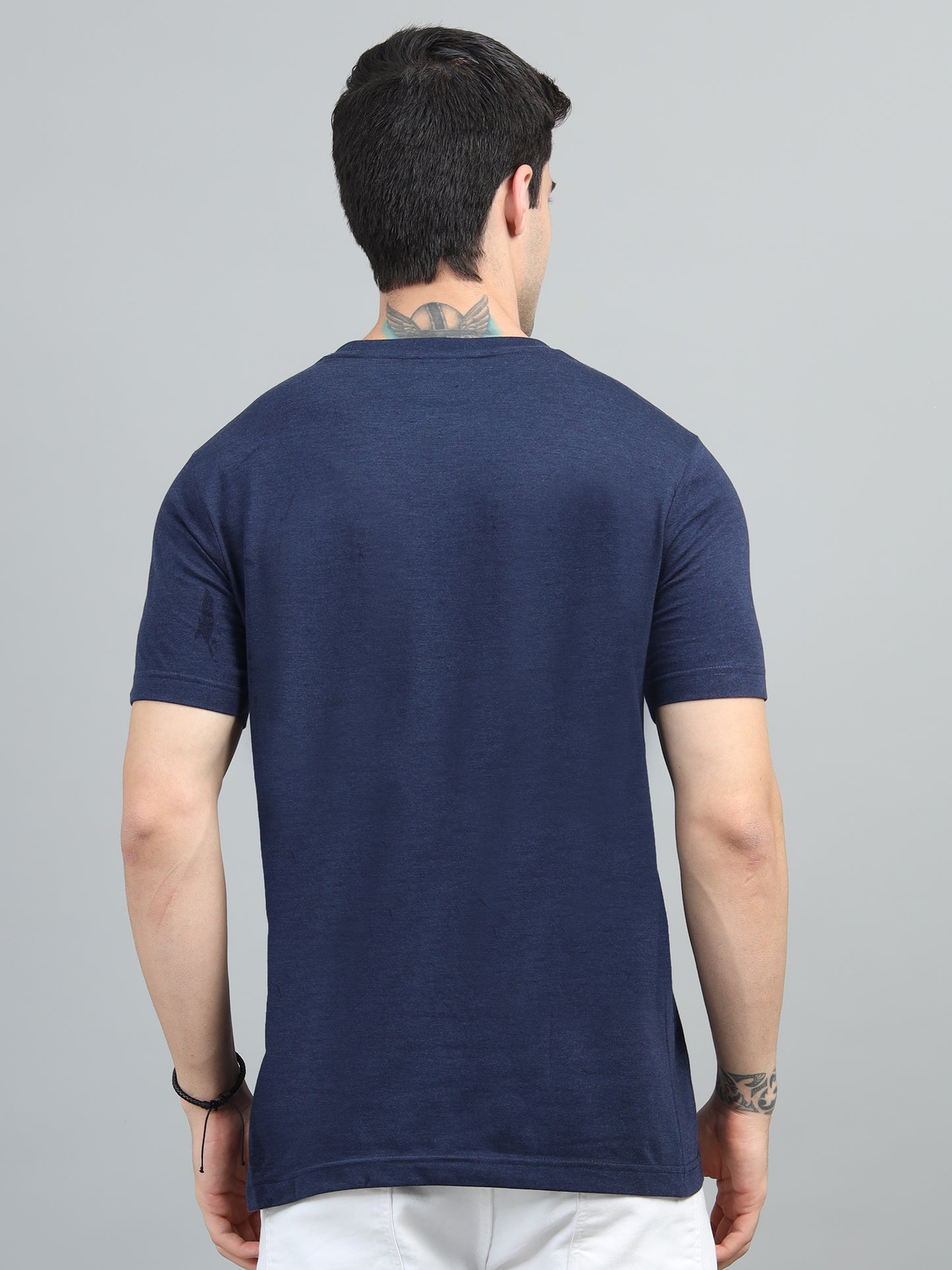 Men's Navy Blue Round Neck T-Shirt