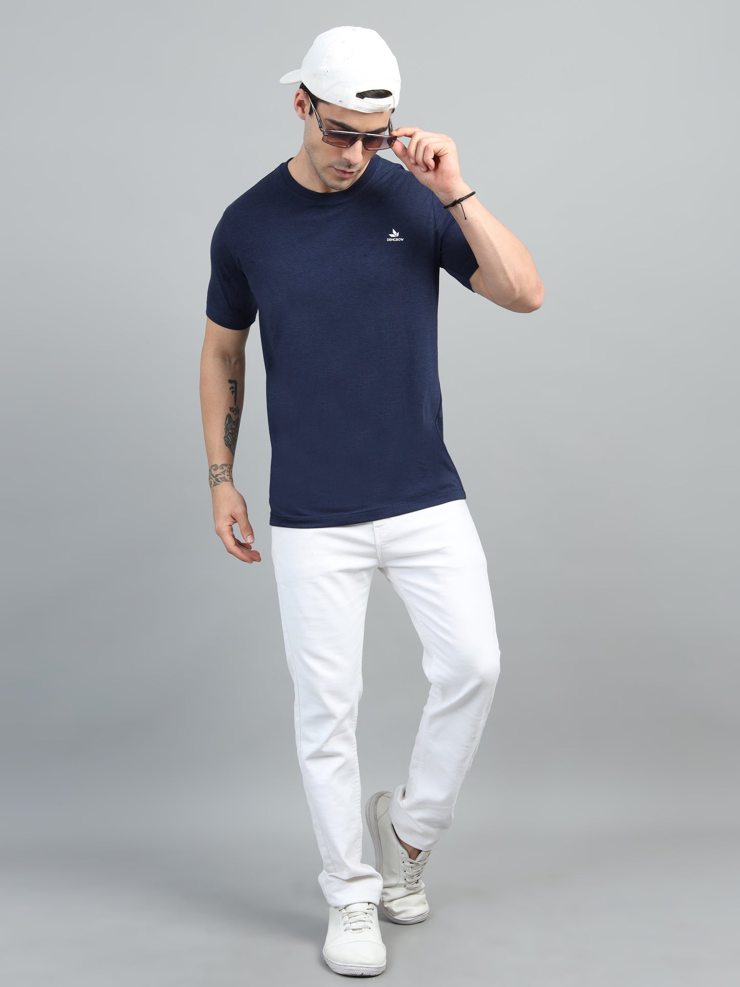 Men's Navy Blue Round Neck T-Shirt