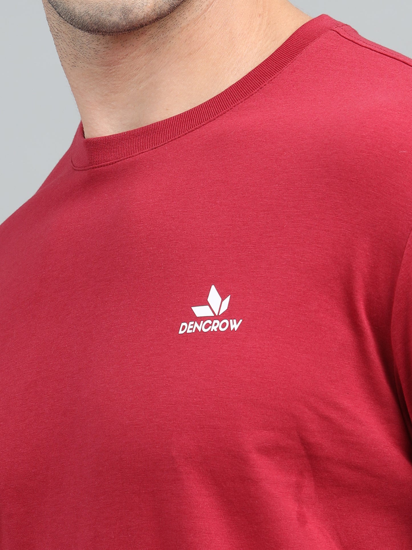 Men's Lava Red Round Neck T-Shirt