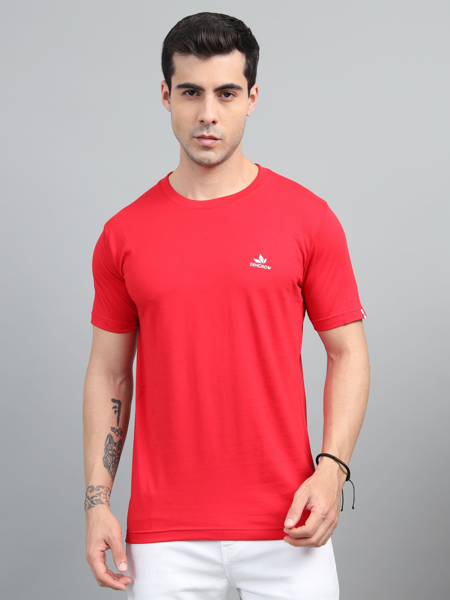 Men's Bright Red Round Neck T-Shirt