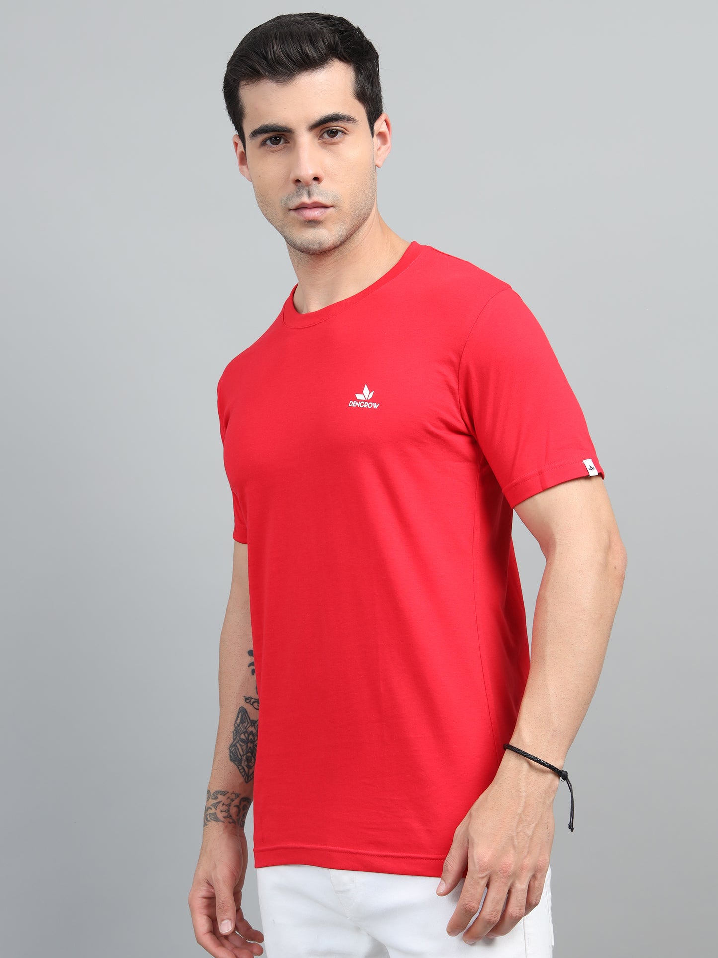 Men's Bright Red Round Neck T-Shirt