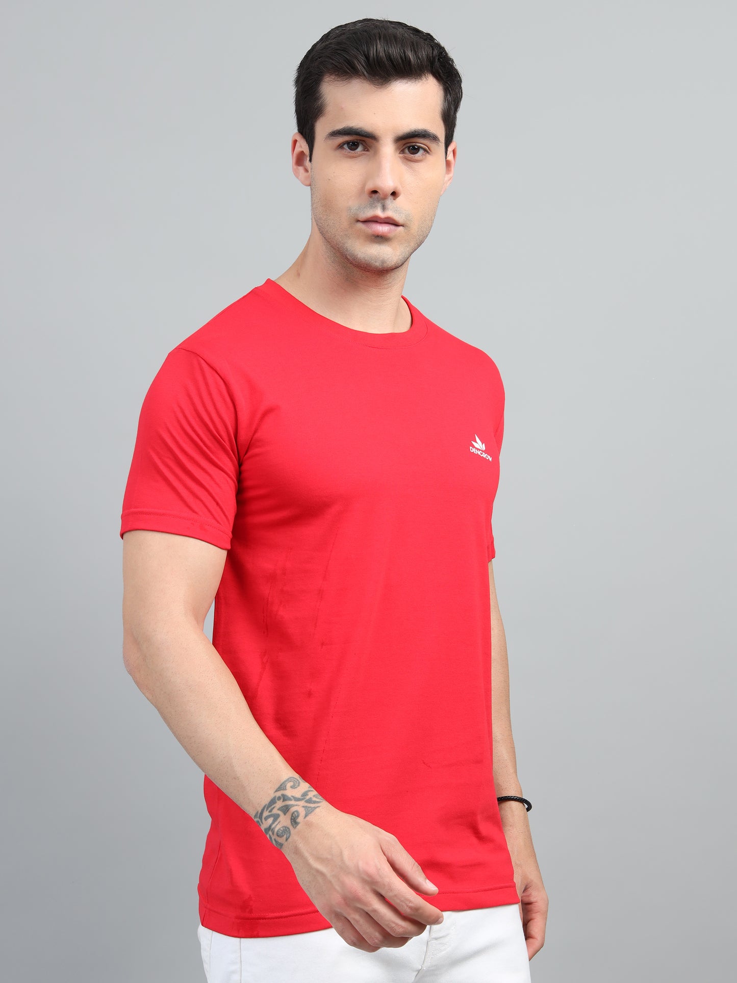 Men's Bright Red Round Neck T-Shirt