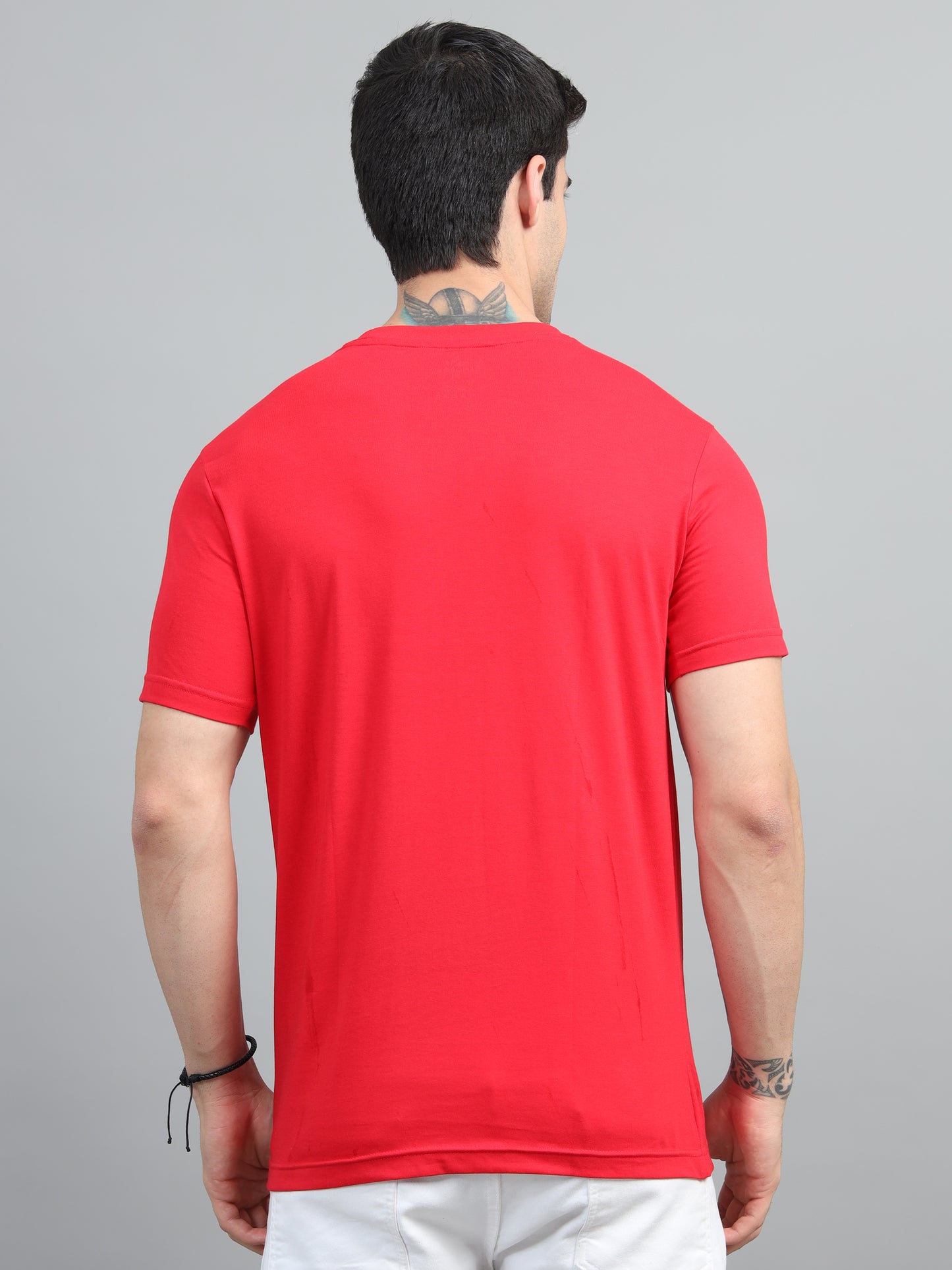 Men's Bright Red Round Neck T-Shirt