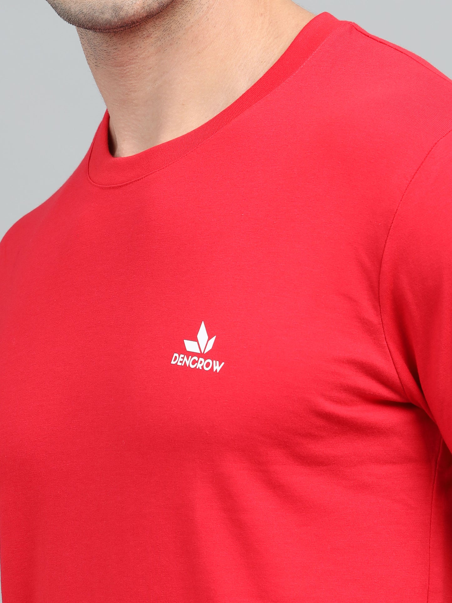 Men's Bright Red Round Neck T-Shirt