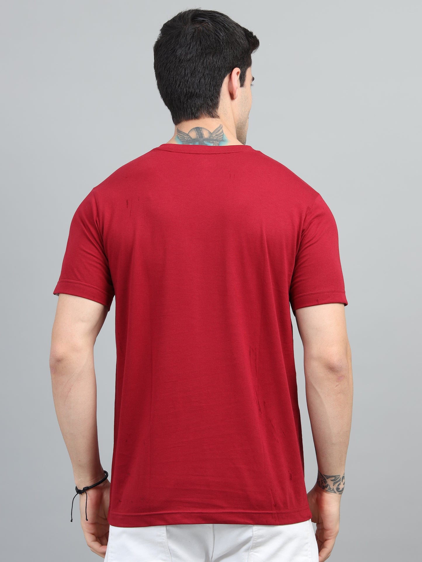 Men's Cherry Red Round Neck T-Shirt
